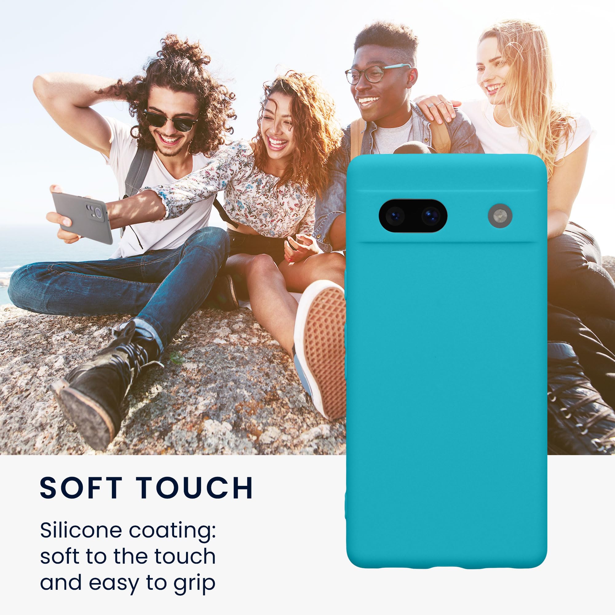 kwmobile Case for Google Pixel 7a Case - Protective Slim TPU Phone Cover - Soft Matte Finish - Cool Glacier - Image 4