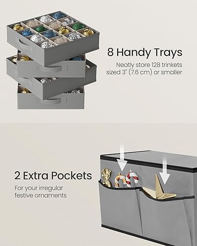 Miniatura 10 de SONGMICS Caja de almacenamiento grande para adornos de Navidad, con lateral abierto, contenedor de almacenamiento de Navidad apilable con tapa,