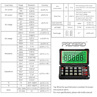 20000 Count TRMS Digital Multimeter Auto Tester with NCV Function | Multi-functional auto tester covers car dwell angle, engine speed and pulse width for household and automotive testing.