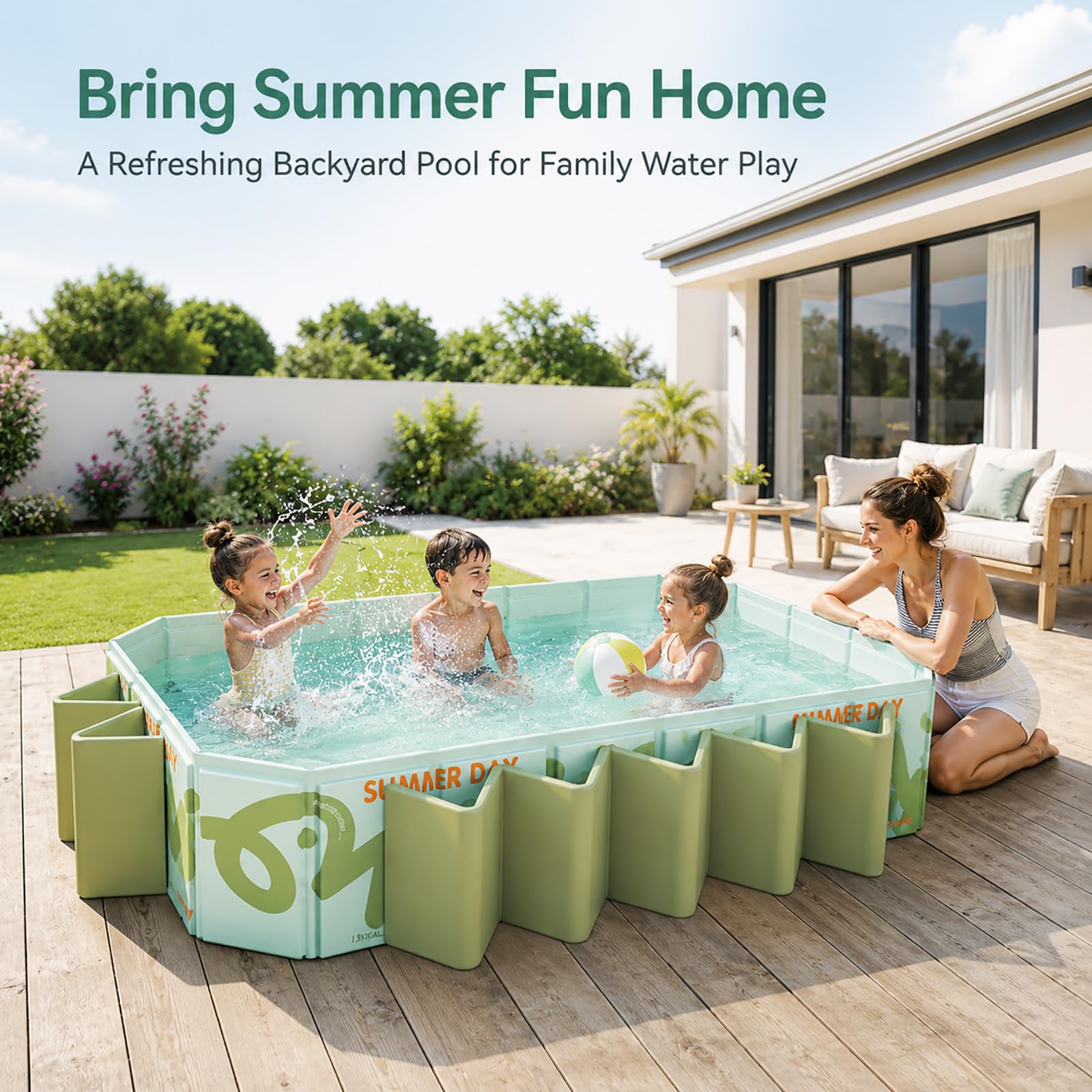 Grande Piscina Fuori Terra Rettangolare Familiare da Giardino | Piscina Rigida Non Gonfiabile con Pareti Stabili per Bambini e Adulti(310cm/122in)