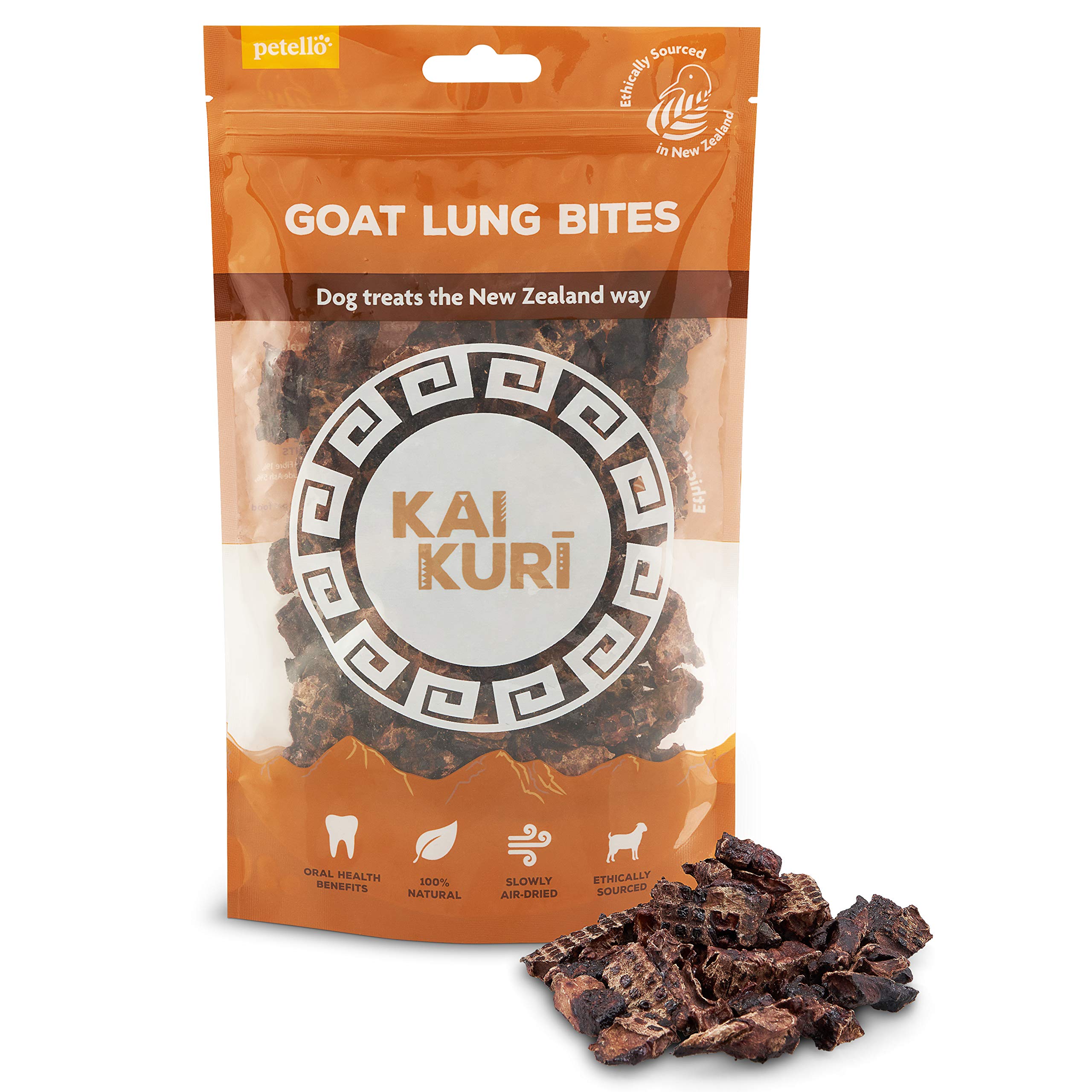 Kai Kuri Goat Lung Bites - Air-Dried, Free-Range, High Protein, 100% Natural, Low Fat - Dog Treat 60g