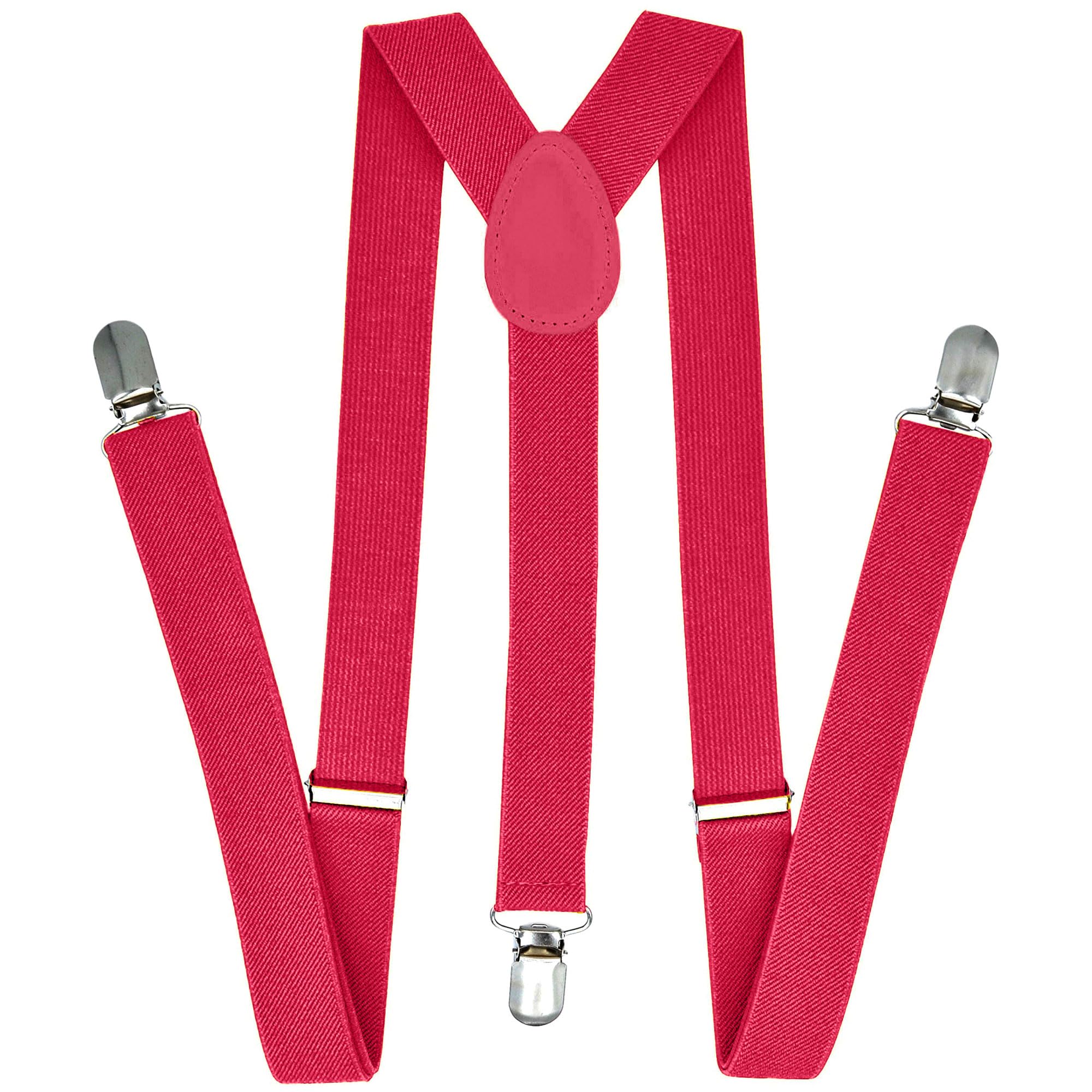 The Fancy Dress® Unisex Adult Child Adjustable BRACES SUSPENDERS Slim Trouser Belt Y Clip On Fancy Dress Mens 25 mm with Strong Metal Clip (Pink)