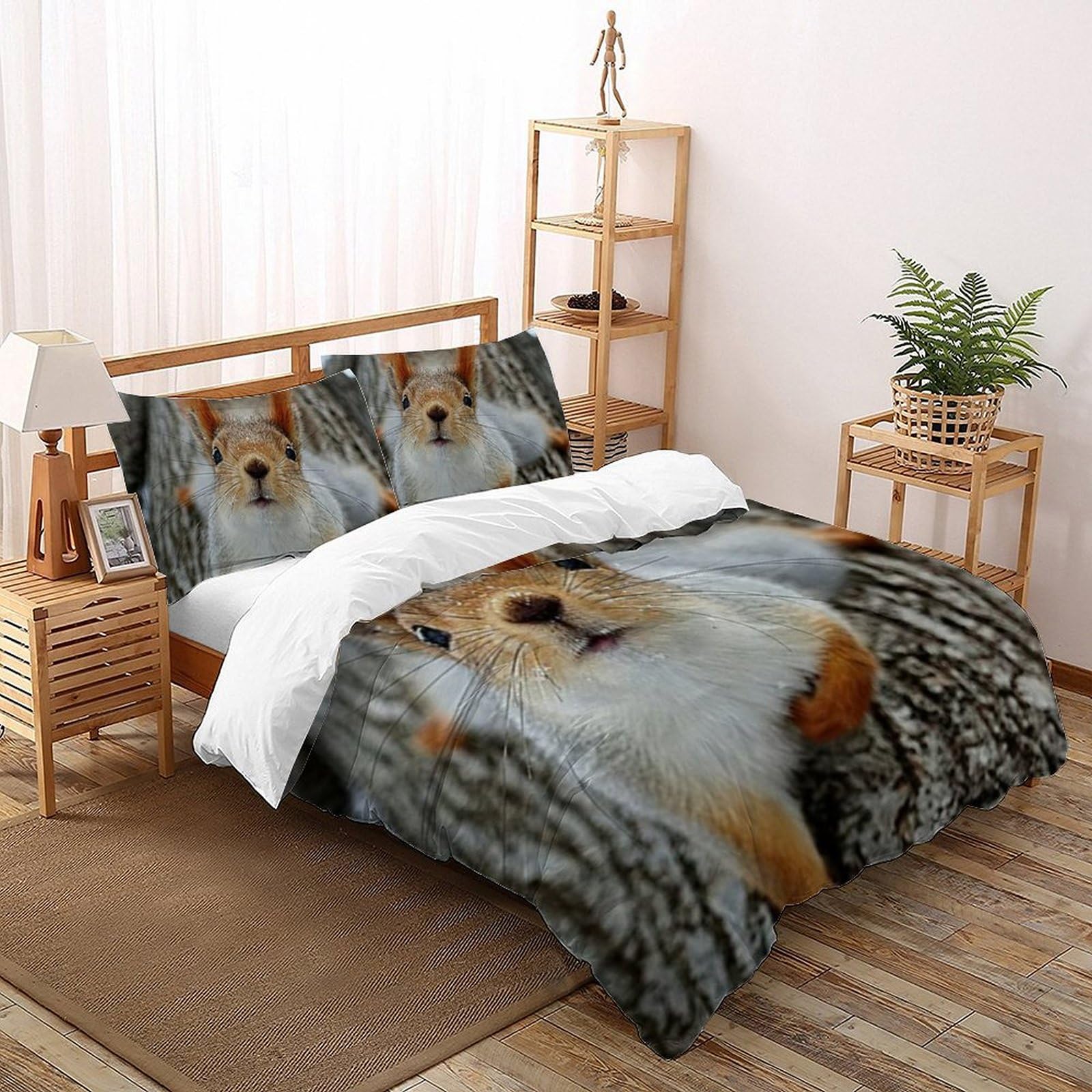 Housse de couette écureuil 220x240 cm en microfibre imprimée 3D
