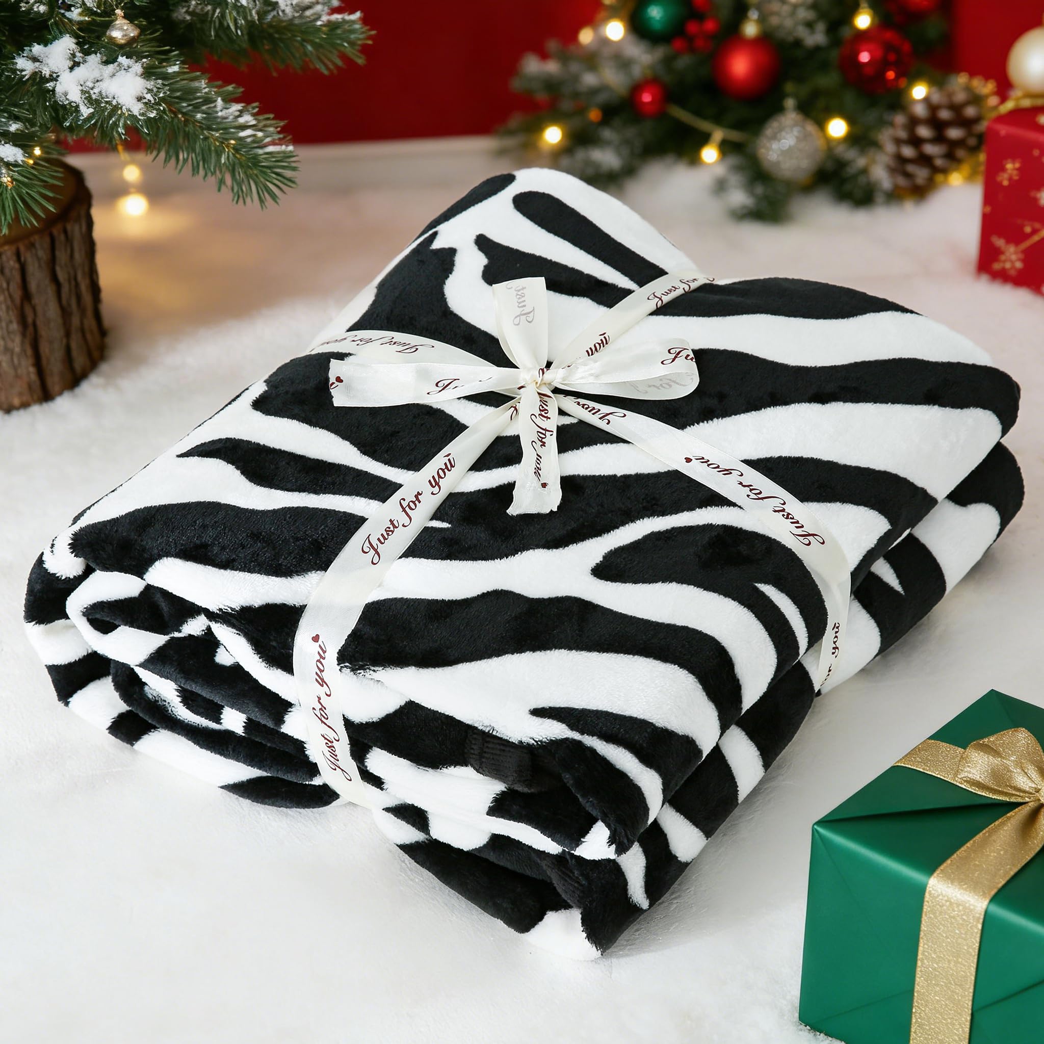 PU MEI Fuzzy Flannel Throw Blanket for Sofa, Couch, Bed, Black and White Zebra Print Blanket Animal - Lightweight Double Sided Cozy Super Soft Blankets, 80" x 90" inches: Zebra 50"*60"