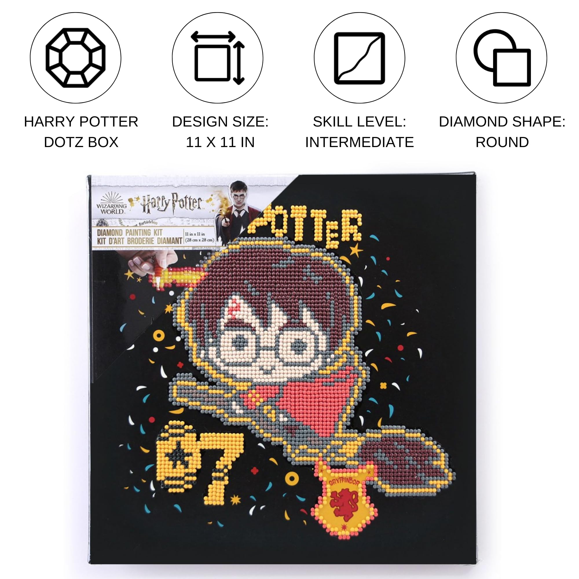 DIAMOND ART CLUB Hogwarts Crest - Kit De Pintura De Diamantes Fine Oddities, Divertidas Manualidades Para Adultos, Lienzo Cuadrado De Diamante, 17 X 24 Pulgadas