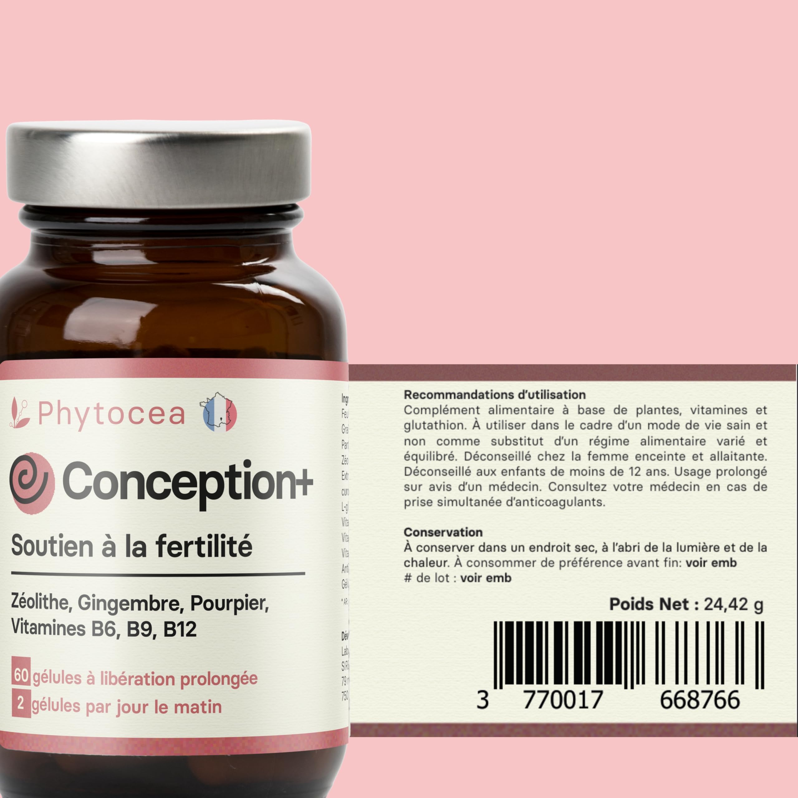 Conception + Complément Fertilité Femme | Détox des Perturbateurs Endocriniens | Glutathion, Curcuma, Antioxydants & Vitamines | Aide à Tomber Enceinte | 60 Gélules