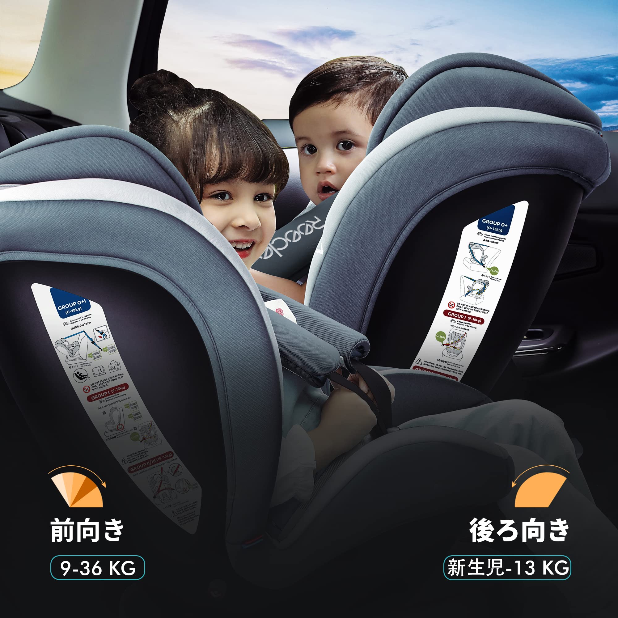 Reecle 360°回転式チャイルドシート 新生児~12歳頃 (0~36kg) ISOFIX