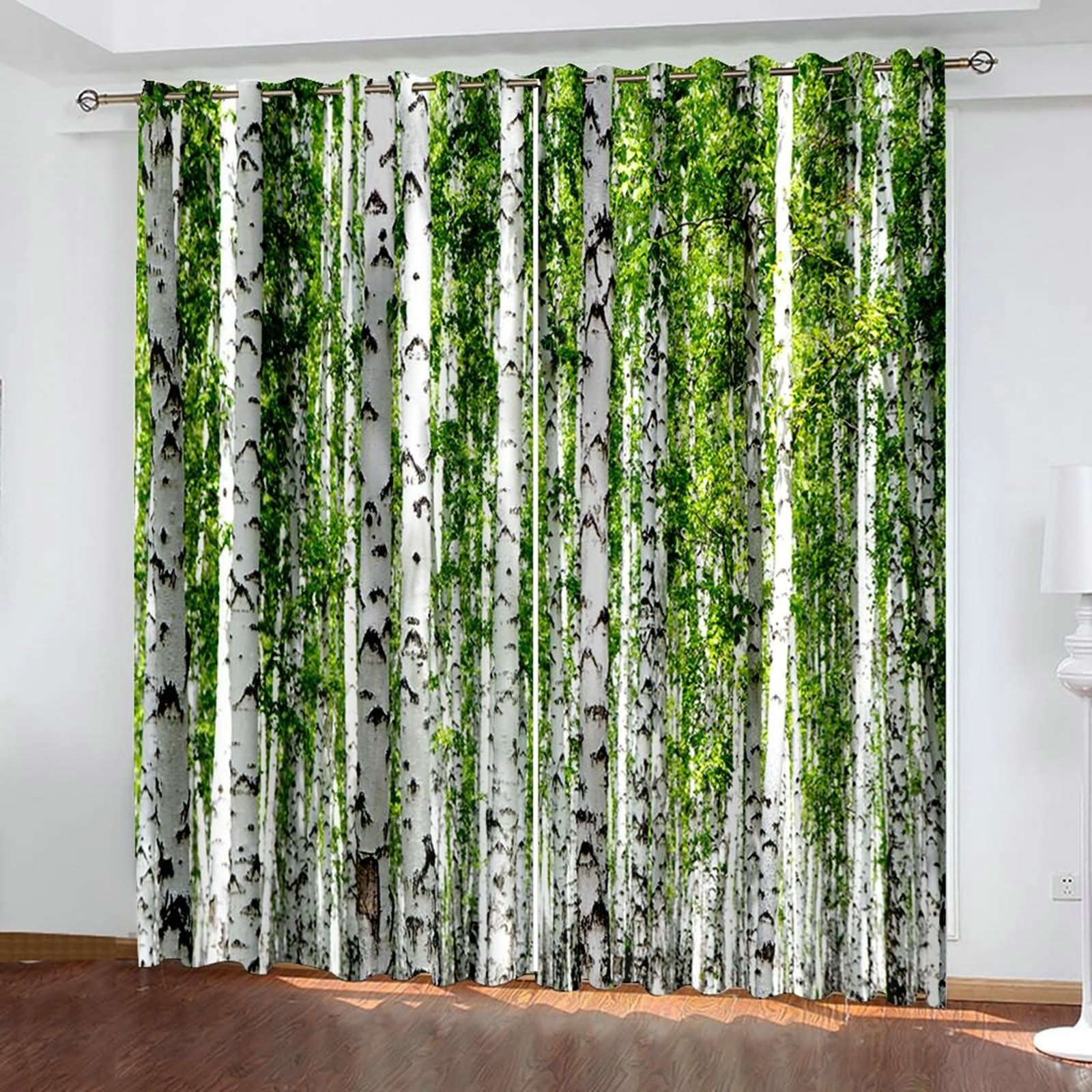 Gualiy Rideau Occultant pour Fenetre, Rideaux Chambre Isolant Paysages Arbres Rideaux Lot de 2 107x138cm