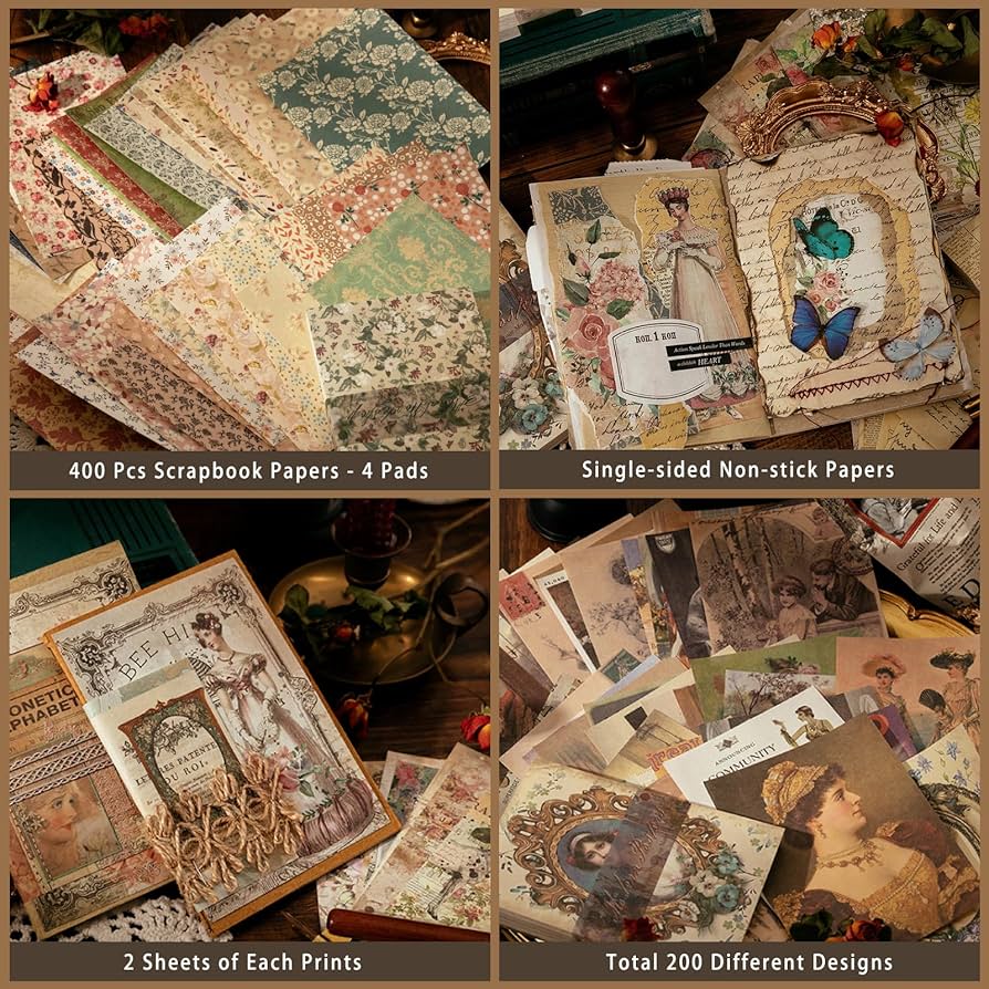 Amazon | スクラップブッキング用紙 ヴィンテージスクラップブック用品