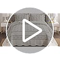 MarCielo 3-Piece 100% Cotton Oversized Bedspread Lightweight Quilt Coverlet Embroidery Farmhouse Bedding Set(TC Soft White,Oversized King (118"x106"))
