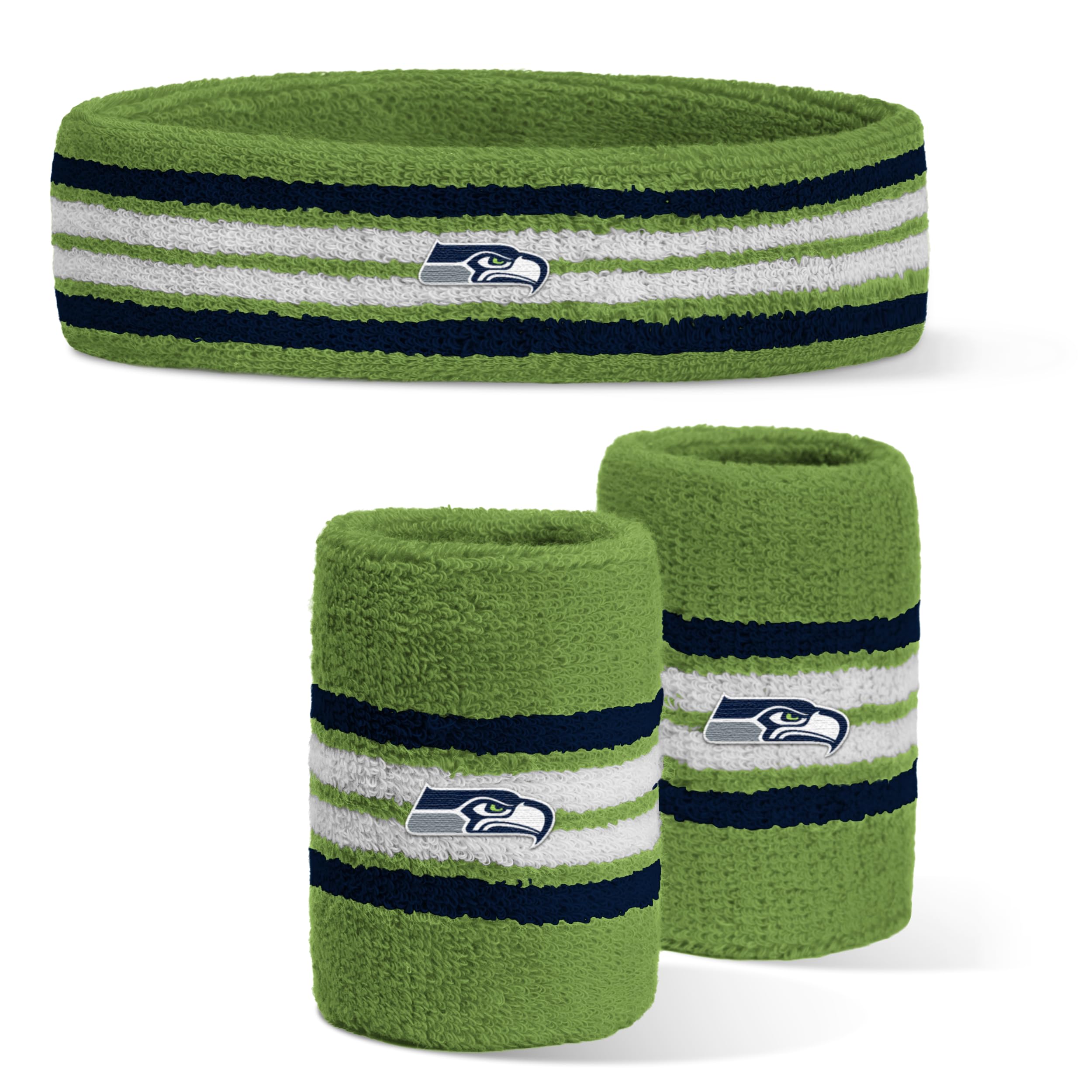 For Bare Feet NFL Seattle Seahawks Officially Licensed Team Logo Headband & Wristband Combo Pack Team Color OSFM-image-49