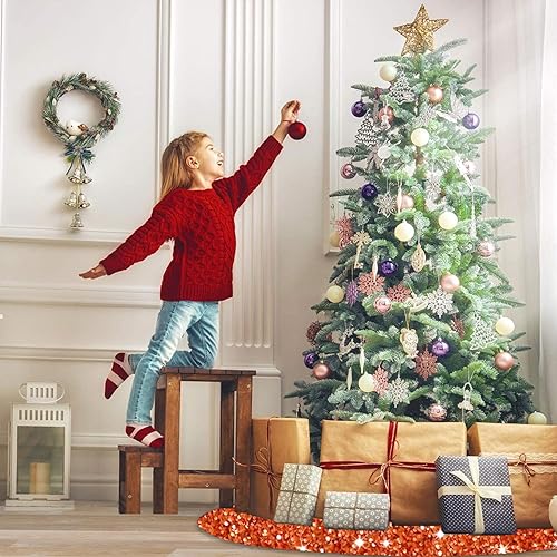 Miniatura 97 de Falda de árbol de Navidad morada de 46 pulgadas, falda de árbol de Navidad con lentejuelas brillantes, tapete de árbol de Halloween, faldas de árbol