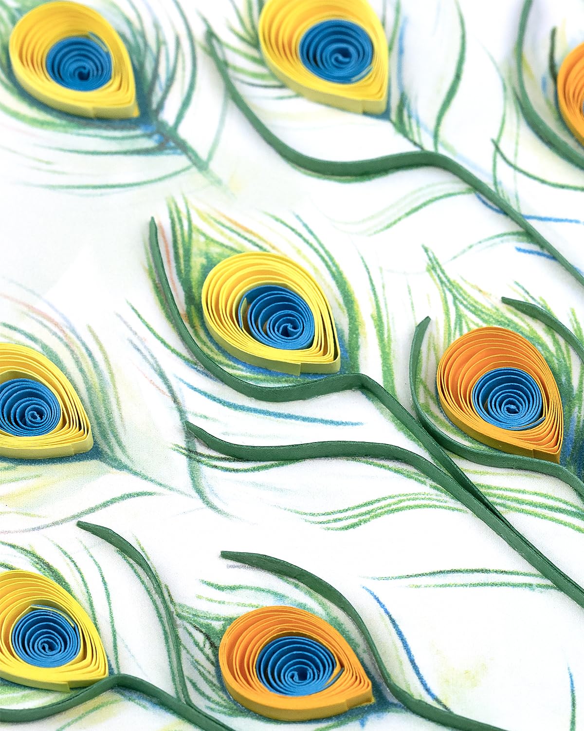 Quilling Bright Peacock Bird Feather Fun Hand-Finished Art Greeting Card Frameable Art, Suitable for Framing in a Card Frame - Image 3