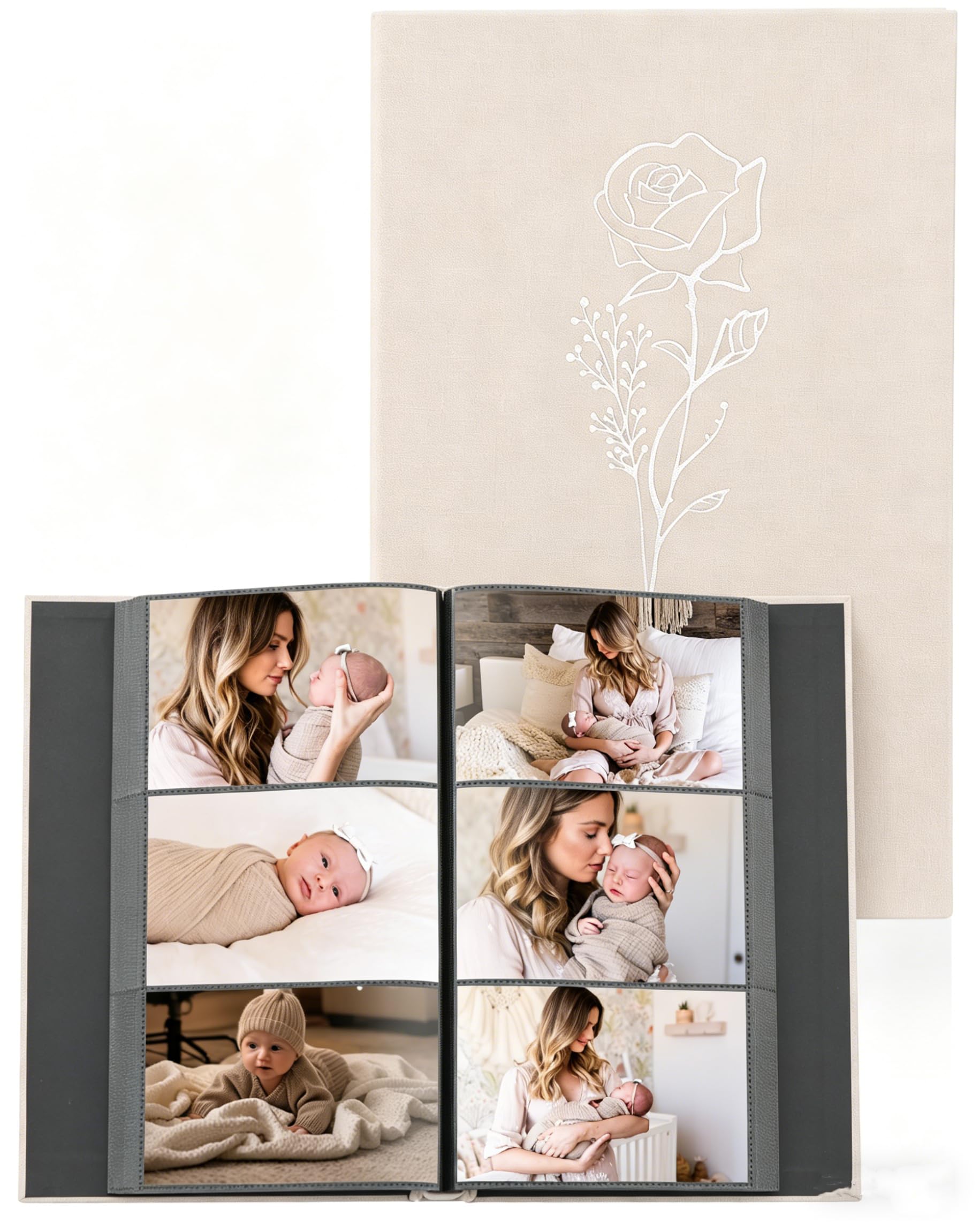 Yuforr Photo Album 300 Photos 6x4, Linen Cover Slip-in Photo Book with 300 Pockets, Acid-Free Pages for Family Memories, Wedding Baby Photo Album Gift for UK-Beige