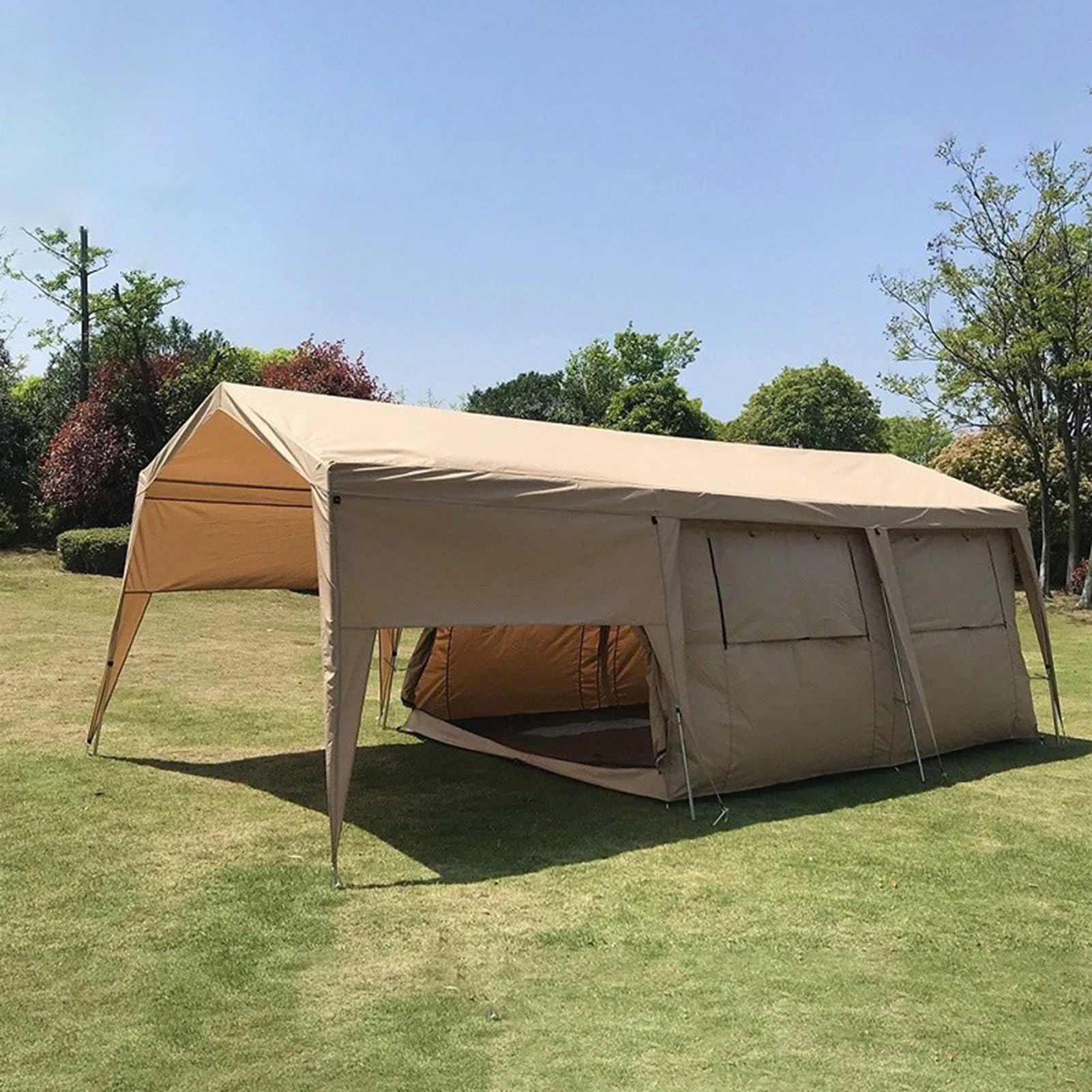 Tenda Glamping Gonfiabile con Pompa, Tenda Gonfiabile per 5~8 Persone, Tenda da Campeggio Esterna di Lusso per Famiglie Tenda ad Aria Gonfiabile, Facile Installazione