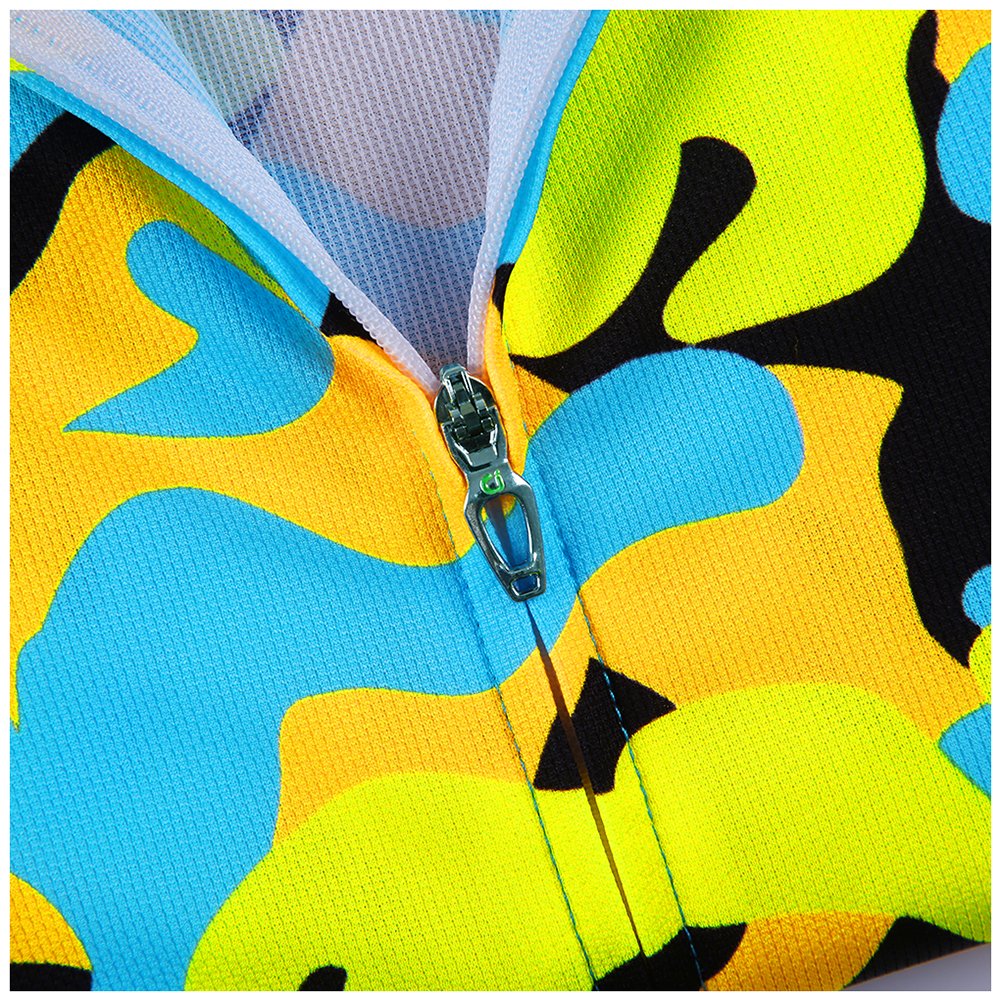 Maillots de Ciclismo Jersey de Manga Corta + Culotte Pantalones para Niños Traje Conjunto de Bicicleta para Deportes al Aire Libre, Amarillo/Negro, L /6-7 años