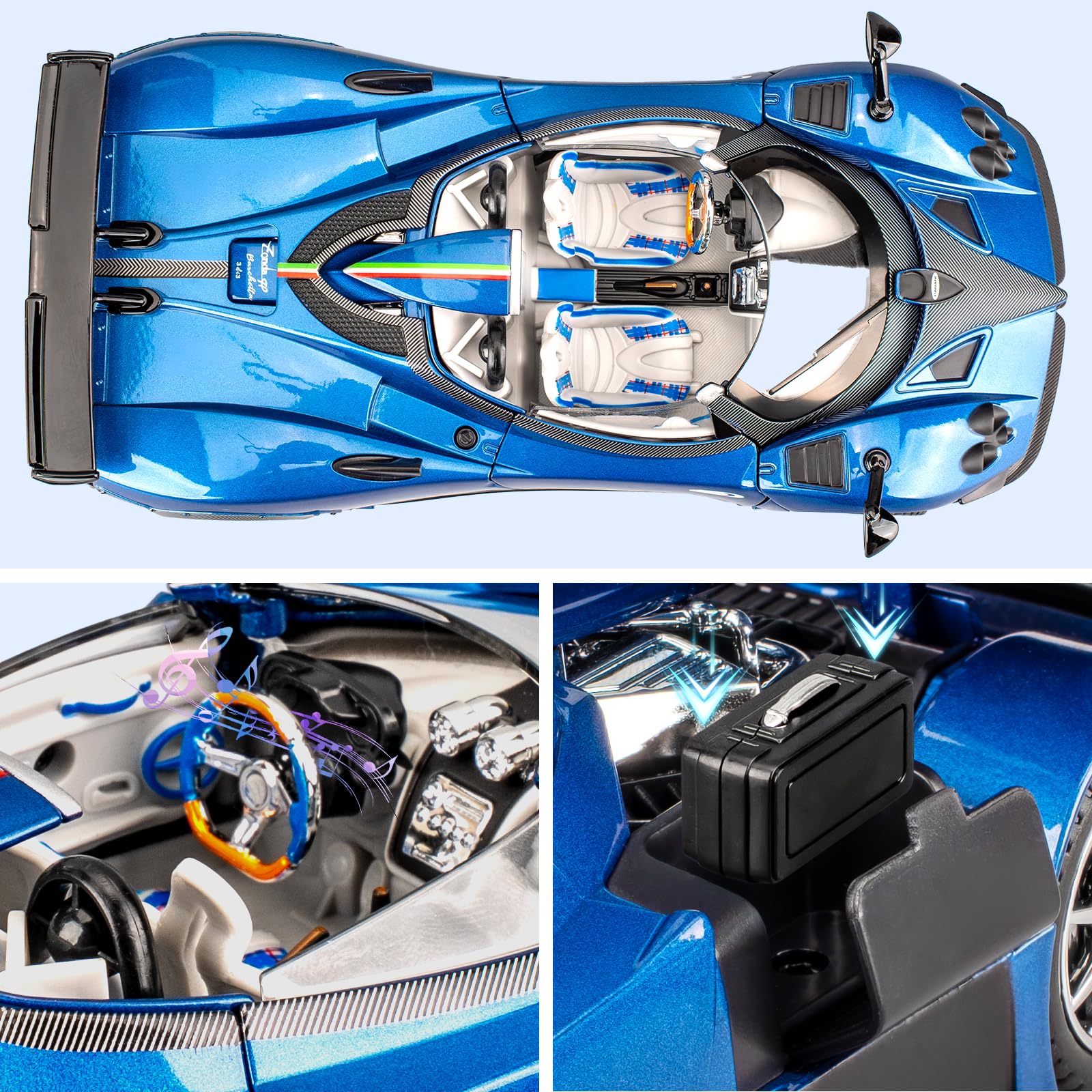 TGRCM-CZ 1/24 Pagani Zonda HP Barchetta Model Car, Zinc Alloy Pull
