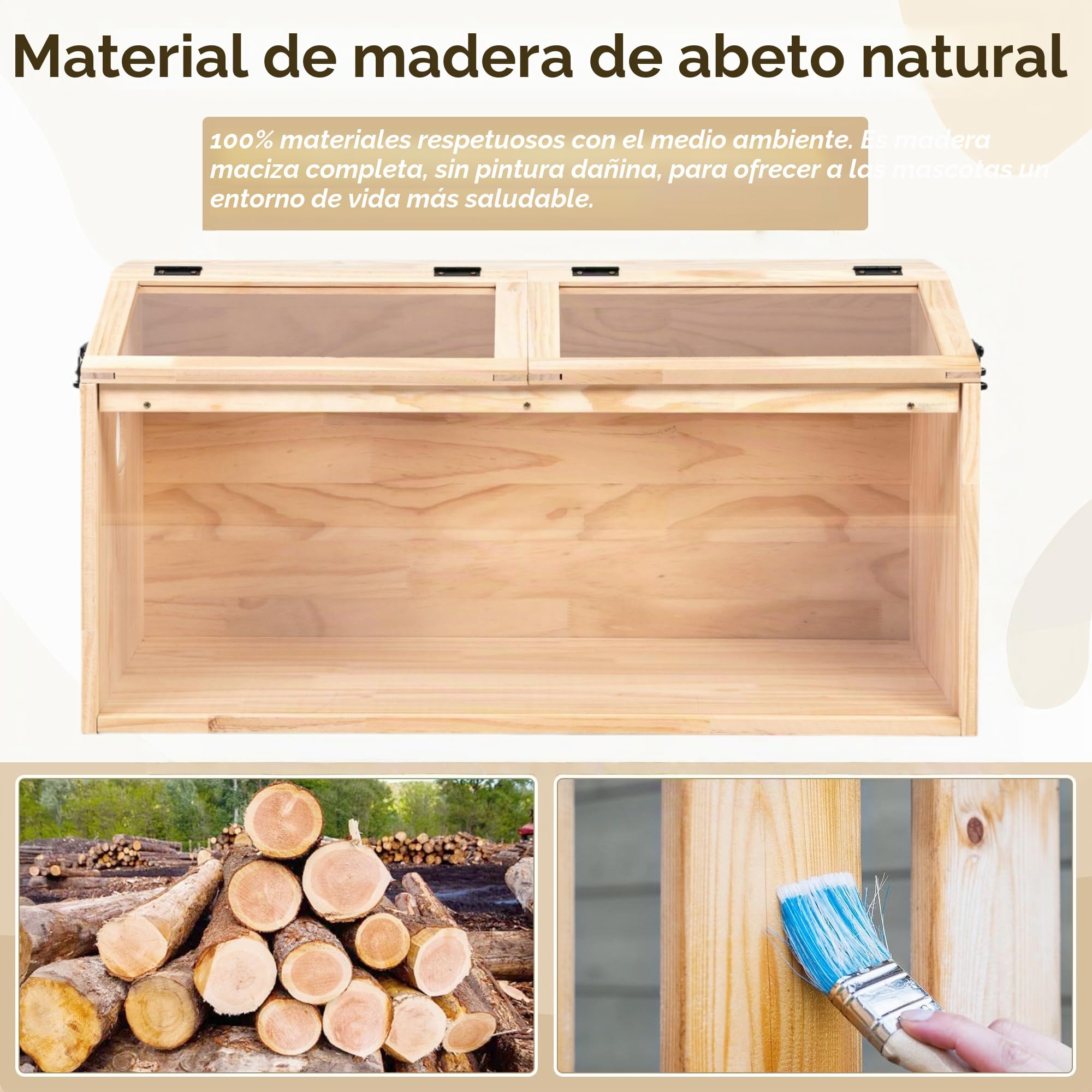 Pequeña jaula para animales con tapa plegable para interior, jaula de hámster de madera, ventana acrílica para vista, adecuada para cobayas, hámsteres, tortugas, 80 x 40,5 x 40 cm