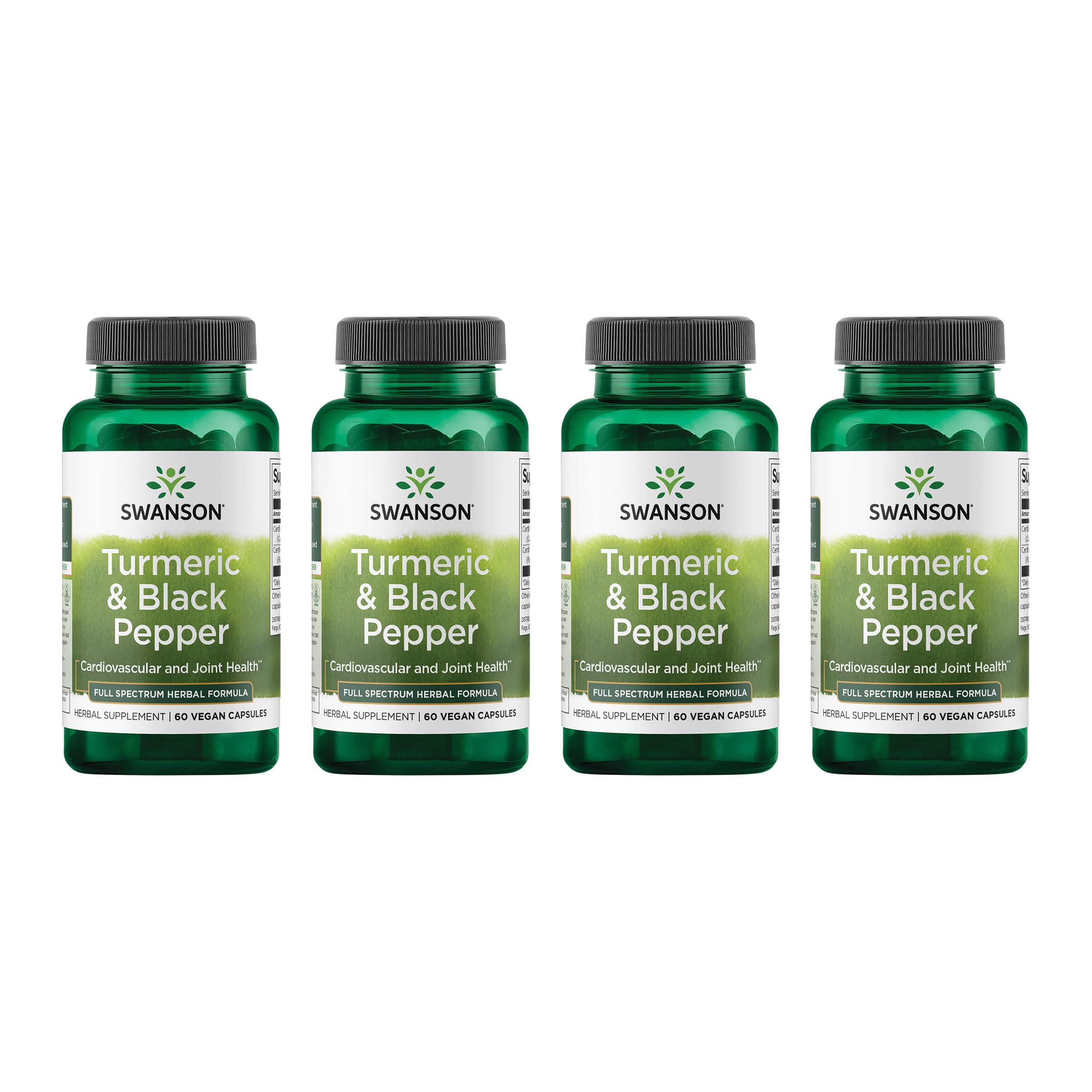 Swanson Organic Turmeric & Black Pepper Joint Health, 60 Veg Caps, 4 Pk 60 Count (Pack of 4)