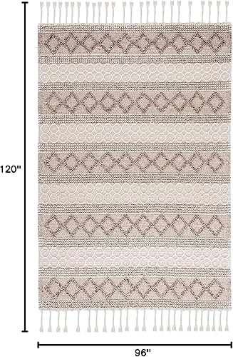 Miniatura 2 de SAFAVIEH Alfombra de área de 8 x 10 pies - Colección Natura - Grande - Marfil y marrón, lana hecha a mano, ideal para sala de estar, dormitorio,