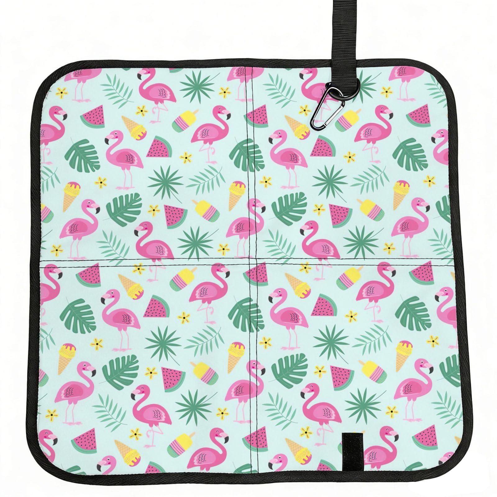 SDEGTHO Flamingo Ice Cream Fruit Print Padded Seat Pad Folding Cushion Waterproof Bench Mat Portable Outdoor Rest Mat 15.8"