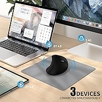 Vista 3 de Uineer Ratón ergonómico, mouse vertical inalámbrico recargable con Bluetooth, LED de 7 colores, 4 DPI ajustables, USB-A, alivio de tensión