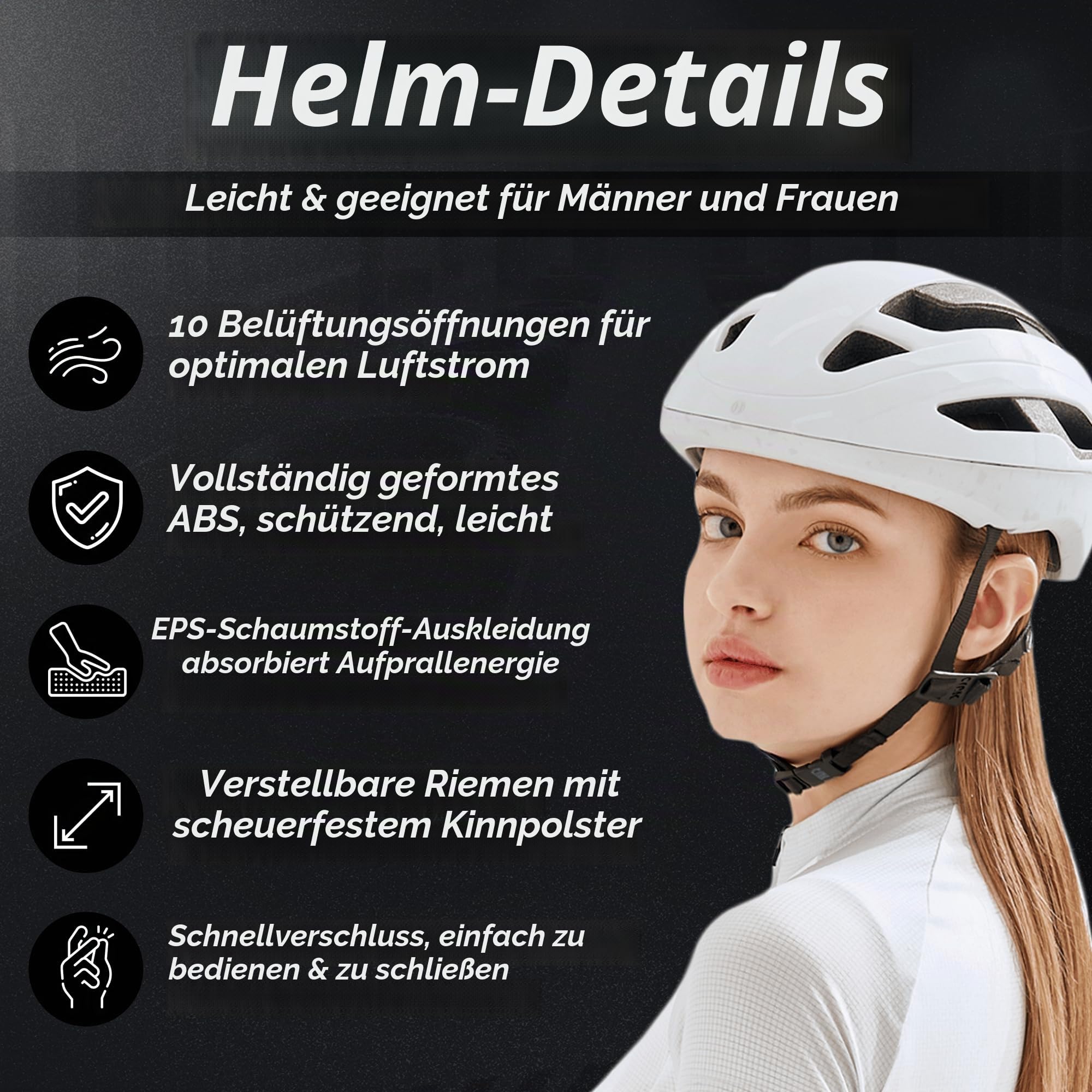 CRNK Angler Fahrradhelm – Ultraleichter Rennrad & E-Bike Helm für Damen & Herren – Aerodynamisch, Stoßabsorbierend & Belüftet – Mit Magnetverschluss & Memory-Foam-Polster