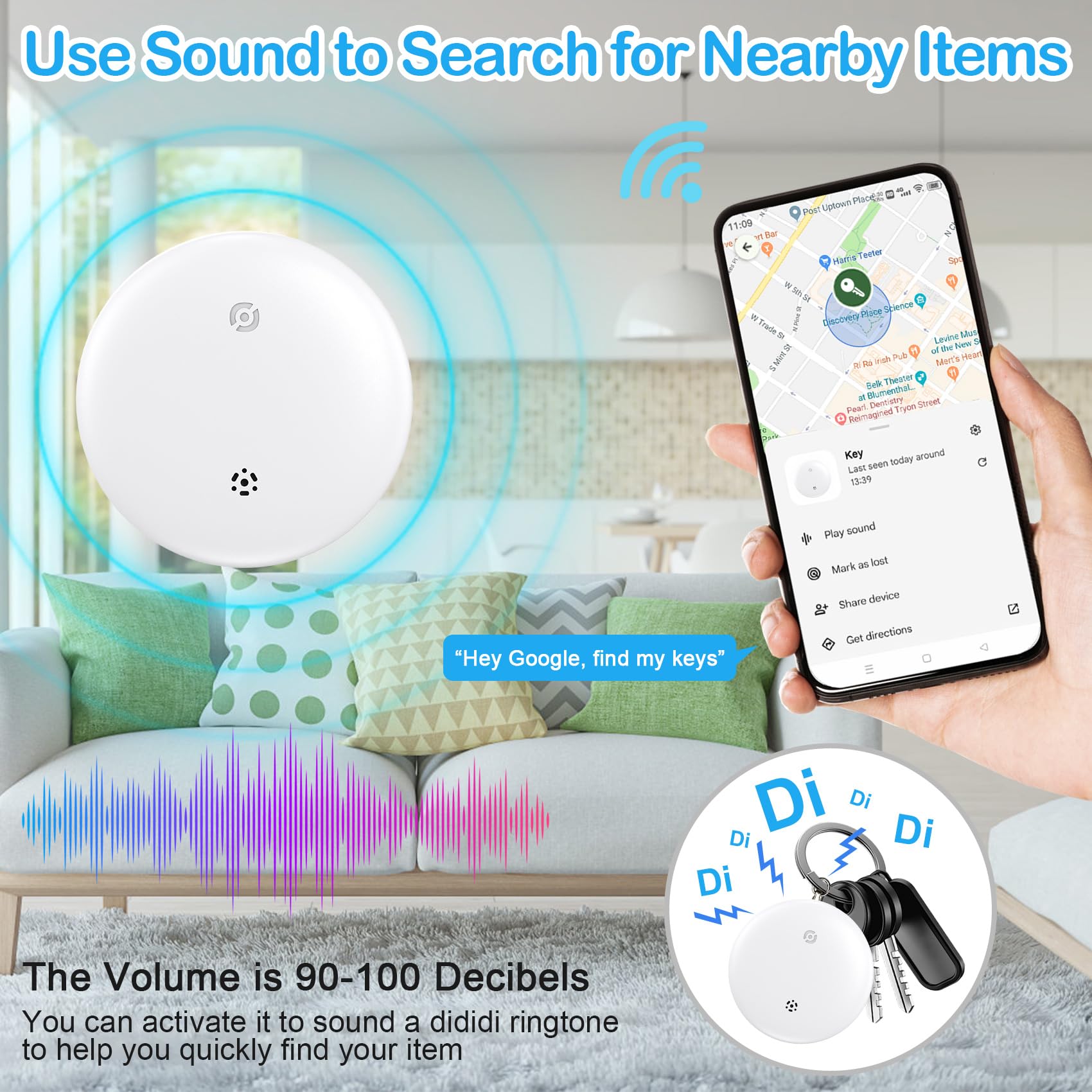 Air Tag Android or iOS, 2 pezzi Smart Tracker Tag Key Finder Compatibile con dispositivi iOS Find My/Google Find Hub, Bluetooth Key Tracker Smart Tag per chiavi, bagagli, valigie (Bianco e Nero)