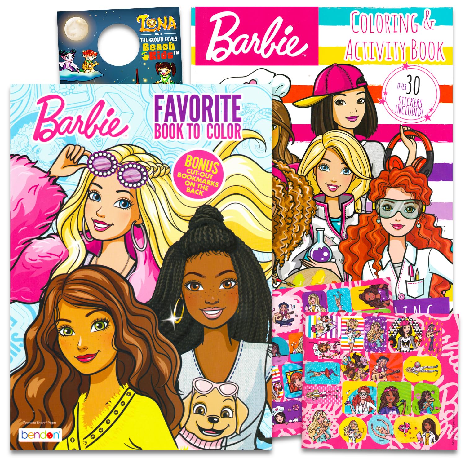 Barbie Coloring Book 2 Pack for Girls - Barbie Fashion Coloring and Activity Book Bundle with Stickers, Coloring Pages, Games, Door Hanger, More