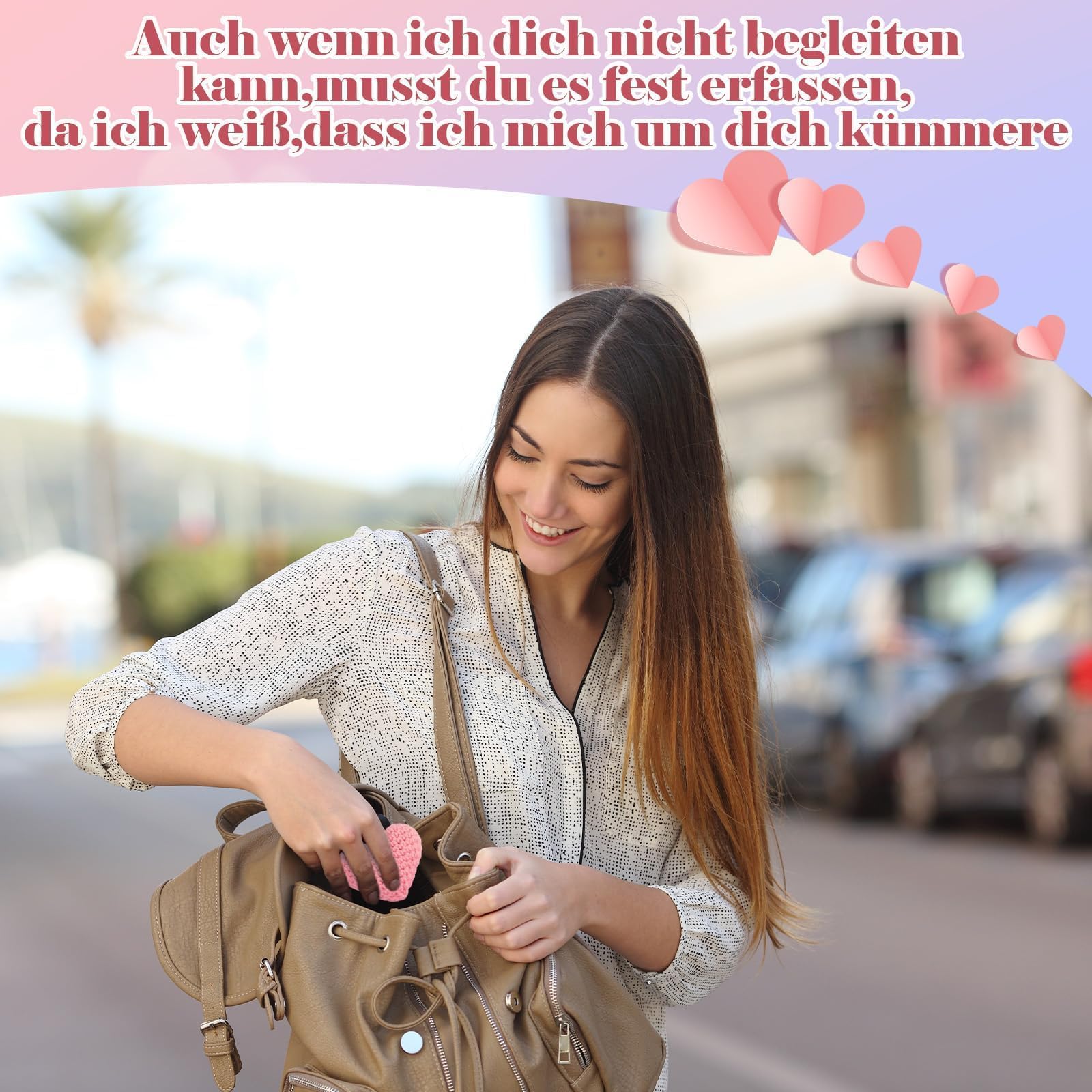 KWJEIULSOQ Cheer Up Gifts Solace Gifts Pocket Hug Positive Gift Leaving Gift Girlfriend Heart Pocket Hug Courage Gift Best Friend Gifts Motivational Gifts (Pink) - Image 2