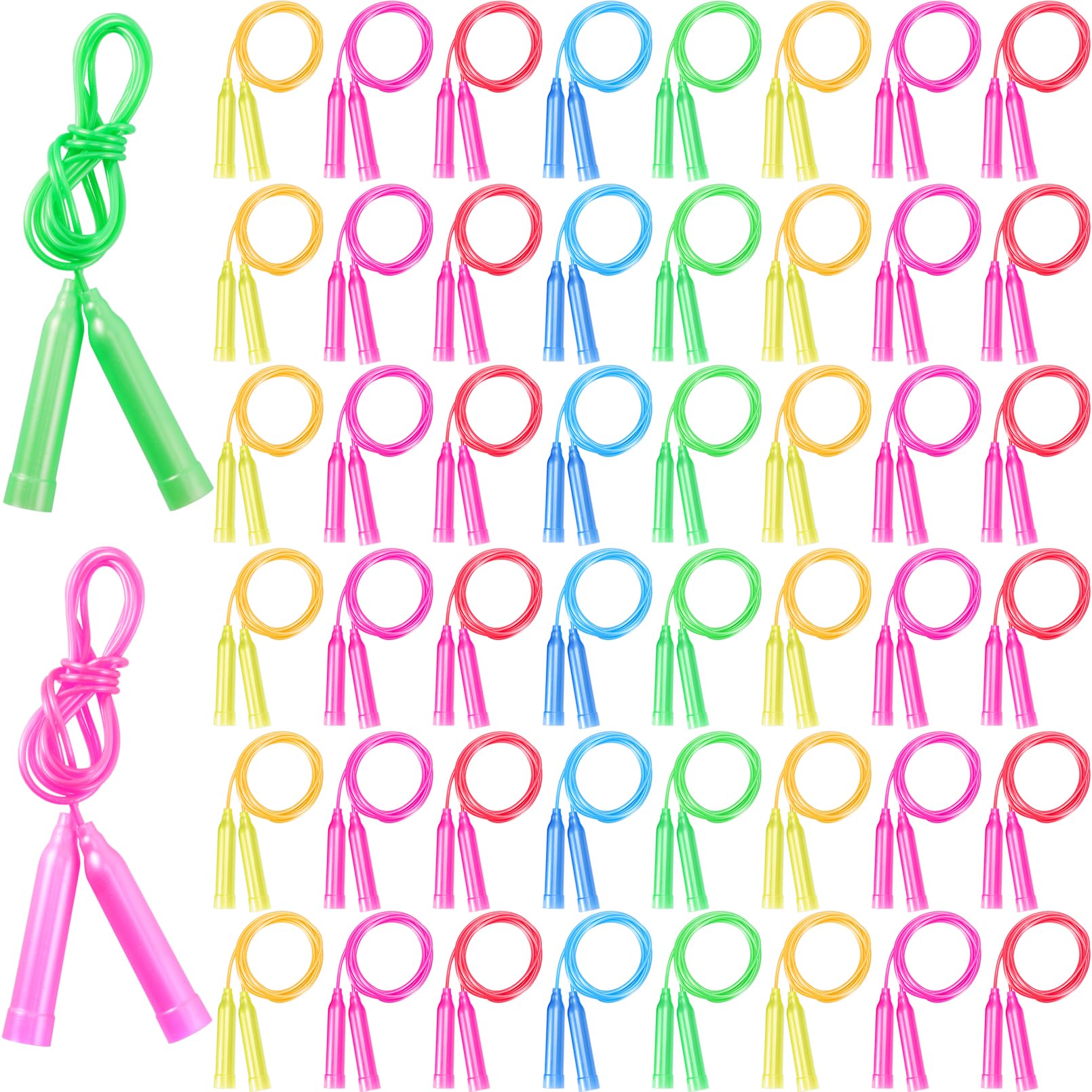 Set di 50 corde per saltare per bambini, corde per saltare colorate, 2,2 m, corda per saltare regolabile, corde per saltare per feste per bambini, attività all'aperto divertenti per esercizi fitness