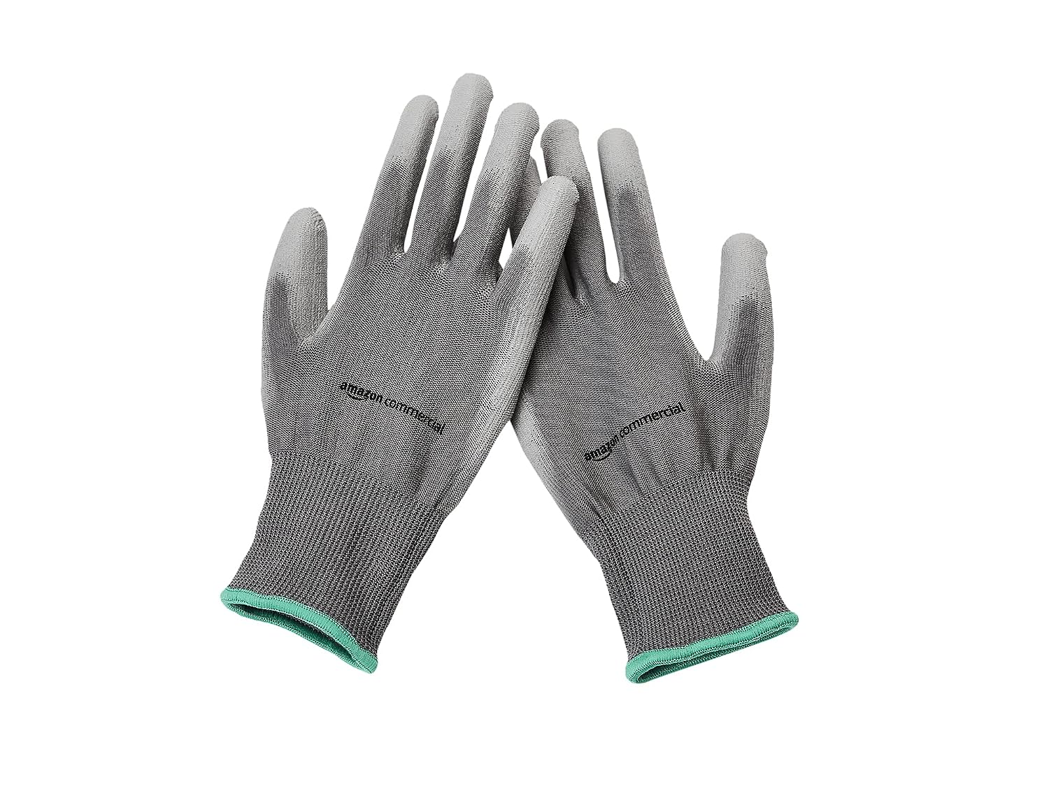 AmazonCommercial 13G Polyester & PU Coated Gloves (Grey), Size M, 12 Pairs