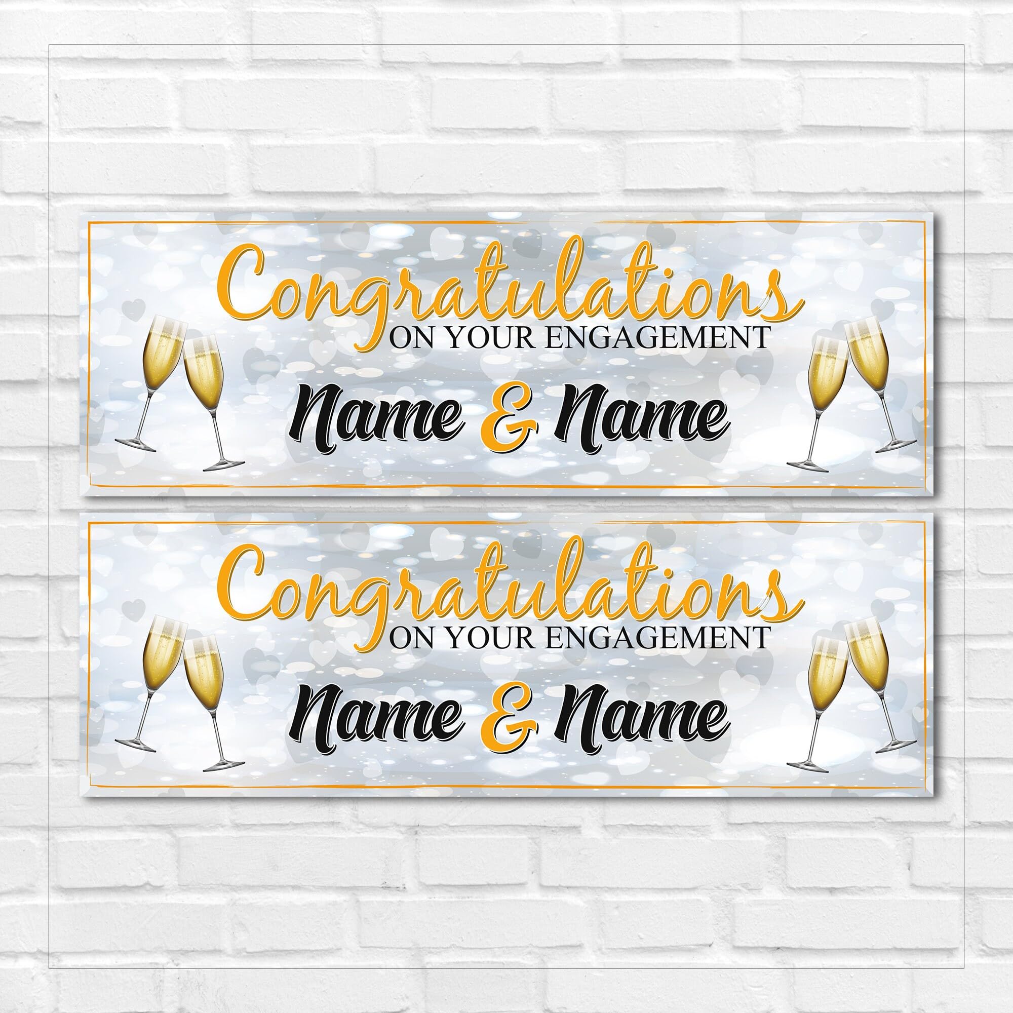 Set of two Personalised Engagement Banners - Congratulations On Your Engagement - Party - Celebration - Occasion BBAN-0244