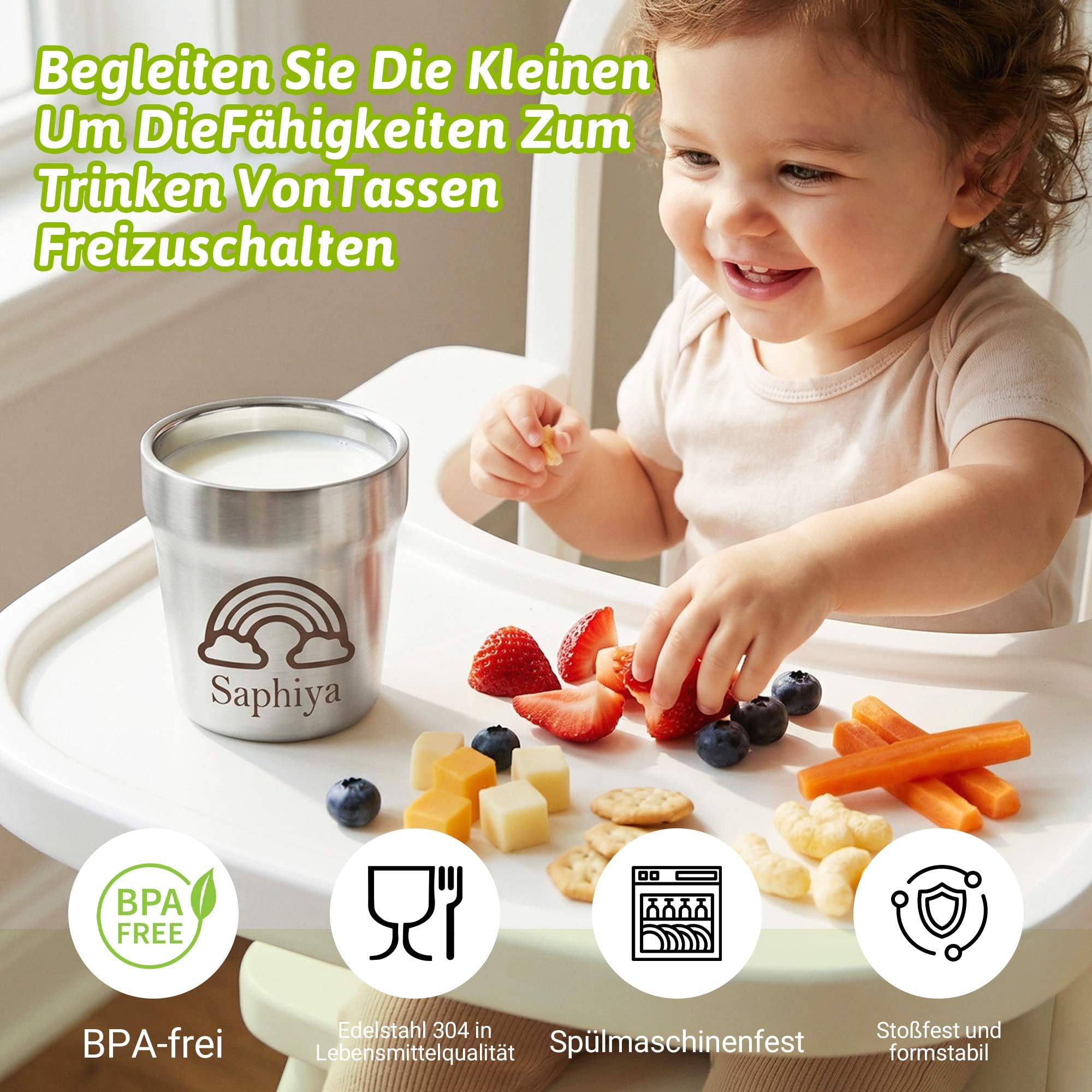 OXYEFEI Edelstahl Becher Kinder personalisiert mit Namen & Motiv graviert – Unzerbrechlicher Trinkbecher für Jungen & Mädchen – Geschenk zum Geburtstag, Kindergartenstart & zur Taufe