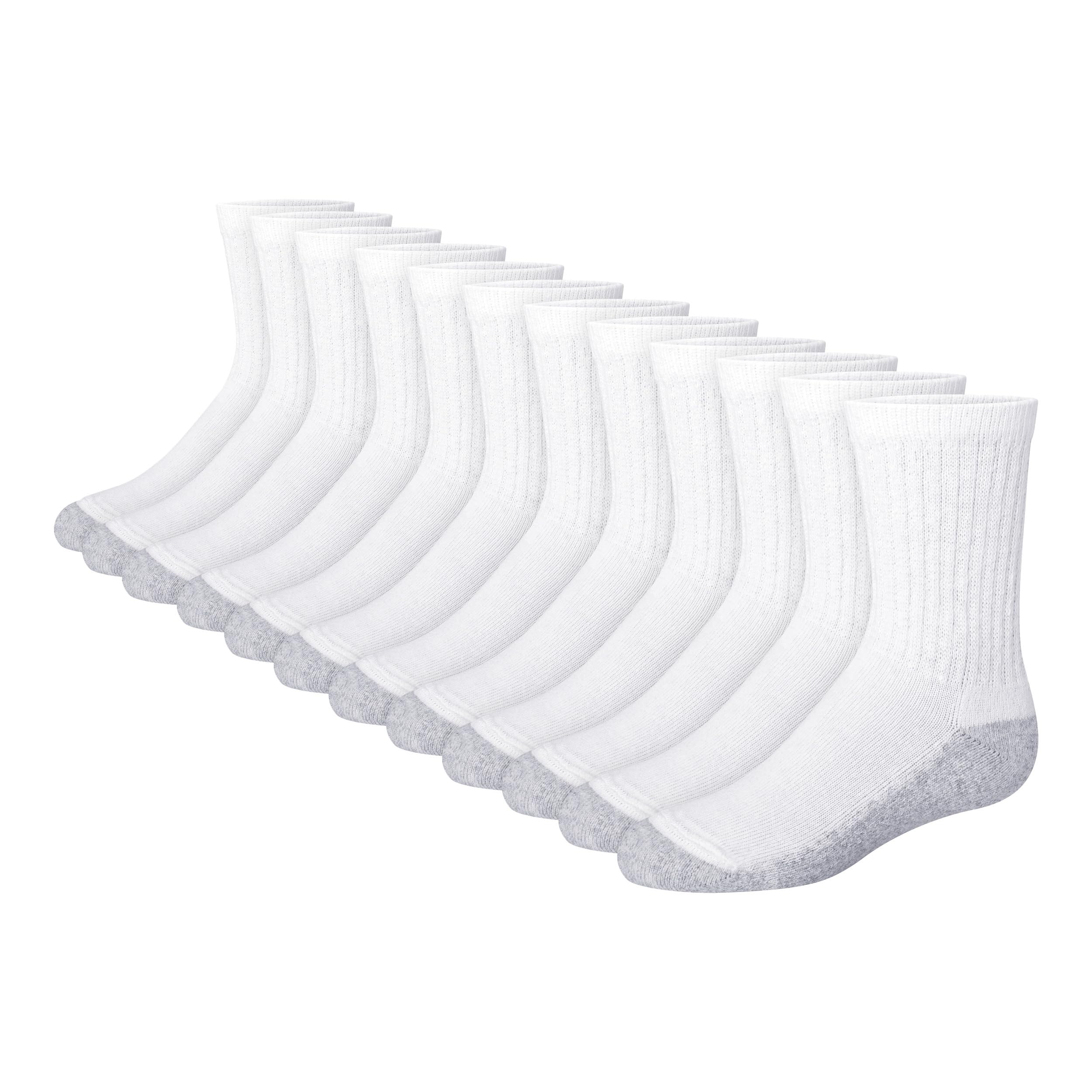 Hanes Boy's Hanes Boys' Socks, Double Tough Cushioned Crew Socks, 12-pair Packs Extra Durable Crew Socks Multipack (pack of 12)