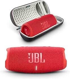 JBL Charge 5 - Alto-falante Bluetooth portátil com estojo de viagem Megen Hardshell com IP67 à prova d'água e carregamento USB (vermelho)