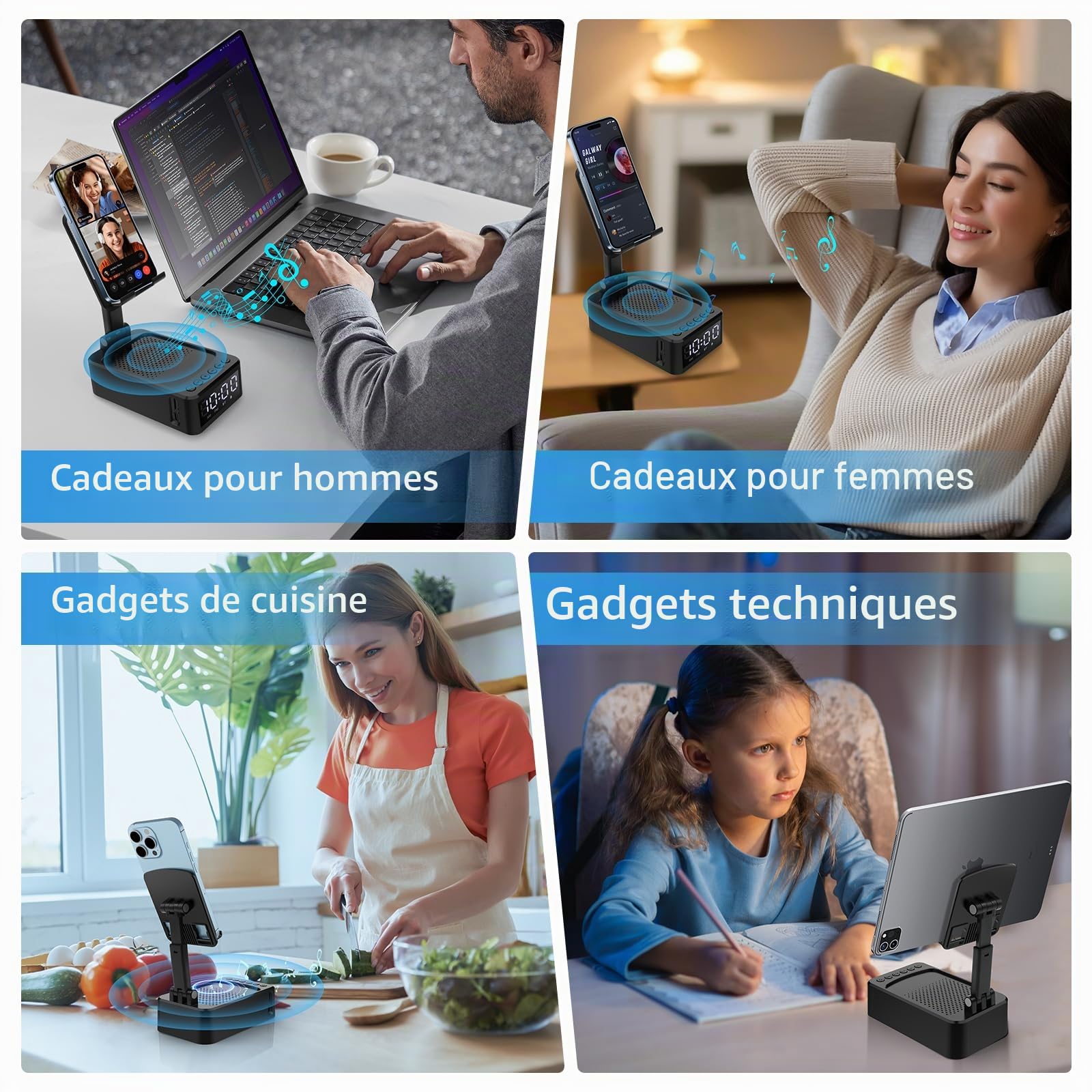 ZOOI Cadeau Homme Original Utile, Cadeau Anniversaire Homme, Cadea u Papa, Gadgets pour Homm e, Cadeaux de Noël Originaux Homm e, Idee Cadea u Homm e Noel, Enceinte Bluetooth Support Telephone