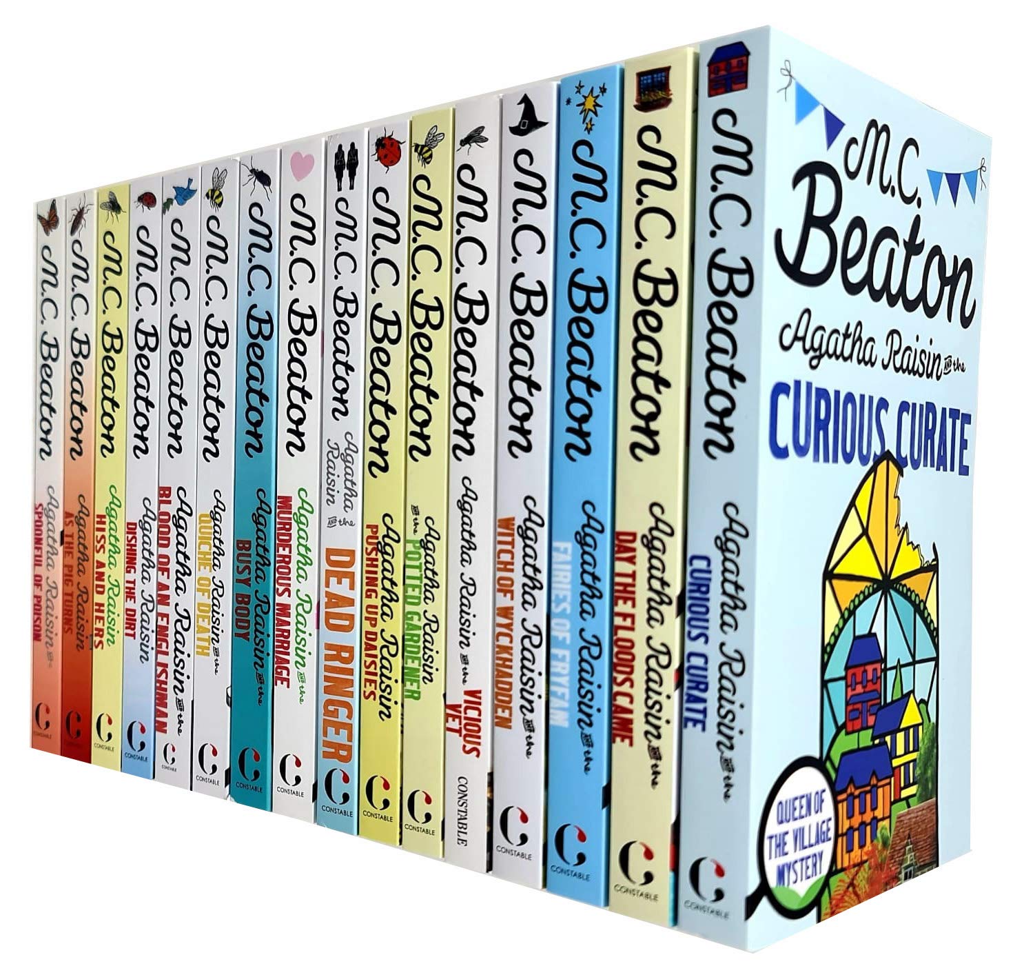 Agatha Raisin Series 14 Books Collection Set By M C Beaton (Curious Curate,Day The Floods Came,Fairies Of Fryfam,Witch Of Wyckhadden,Vicious Vet,Terrible Tourist,Love from Hell,Quiche Of Death & More