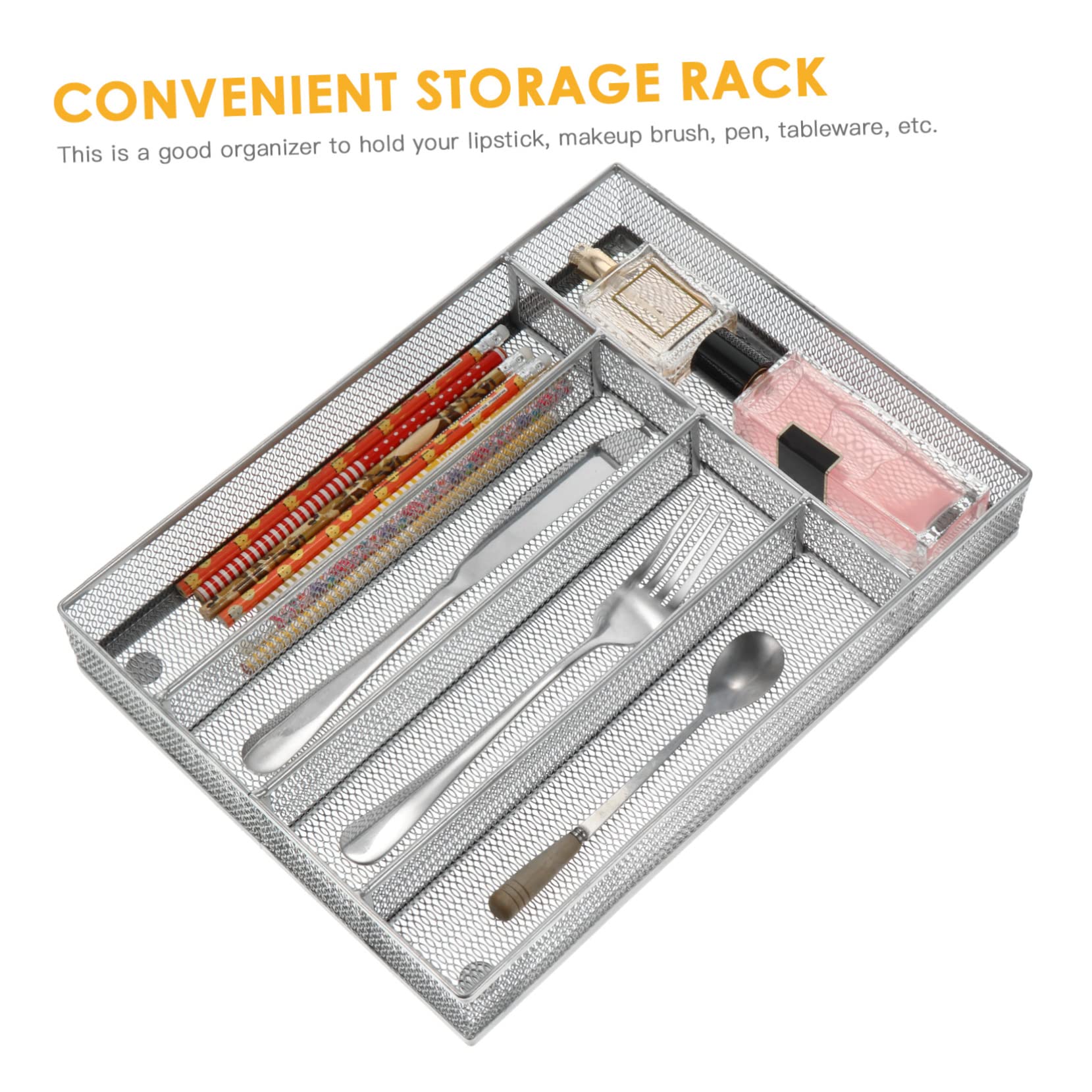 Plata, Organizador de Cajón para Cubiertos de Cocina Acero al Carbono