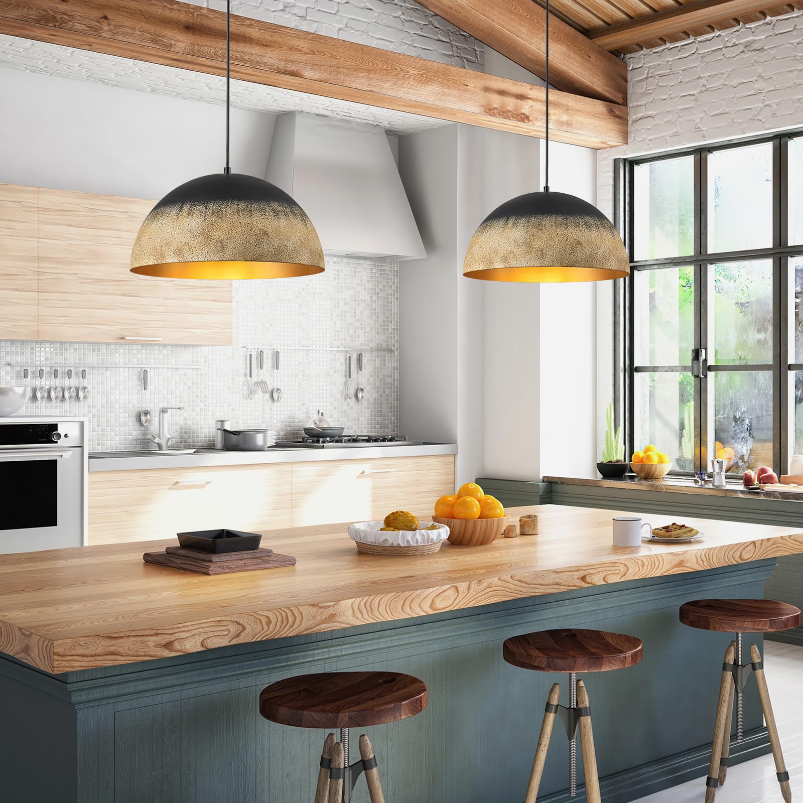 HOIM Roof in the House / アイボリー ペンダントライト HUOKU Dome Pendant Light Fixtures, 15.75