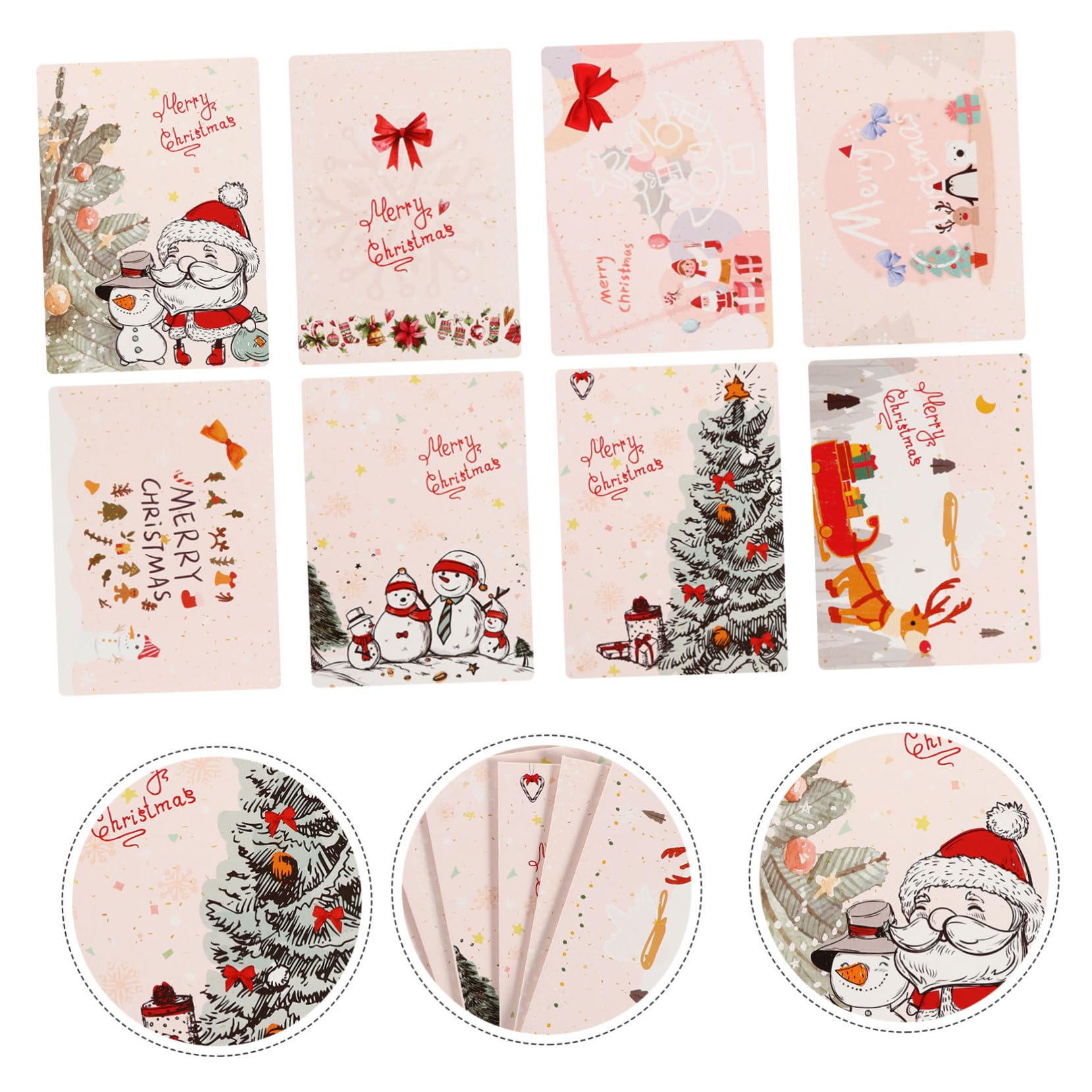 NUOBESTY 3 Sets 8-teiliges Grußkarten-set Friedliche Weihnachtskarten Umschlag Weihnachtspapierkarten Für Geburtstagsfeiertagssegen