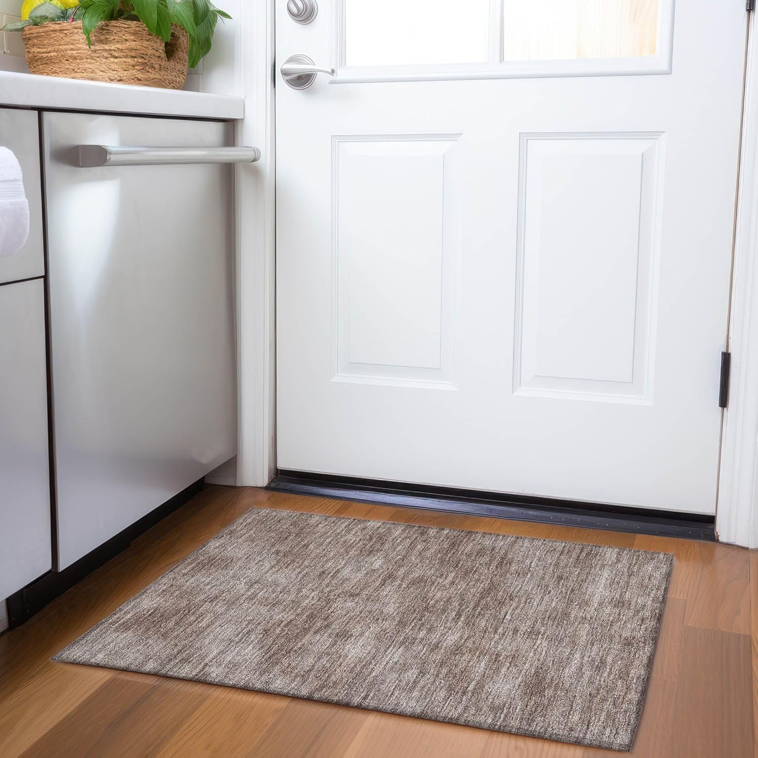 Addison Rugs Mayfield AMF1018 Brown 1'8" x 2'6" Indoor Premium Machine Washable Rug, Silky Soft, Easy Clean, Non Shedding, Bedroom, Living Room, Dining Room, Kitchen Rug