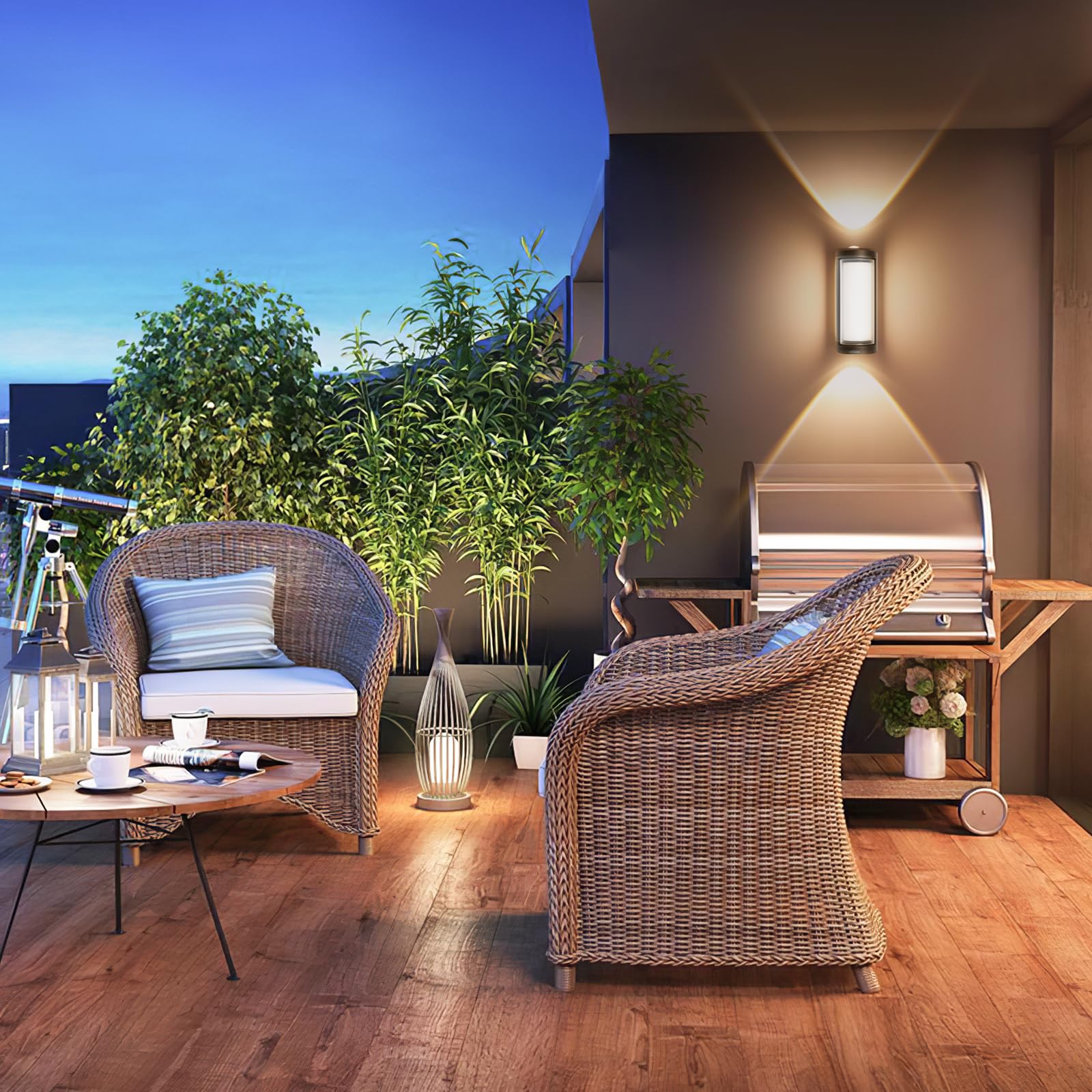 6 Stück Wandleuchte LED Wandlampe Innen/Aussen, IP65 Außenwandleuchte, Up Down Wandbeleuchtung 3000K Warmweiß für Wohnzimmer Schlafzimmer Garten, Schwarz