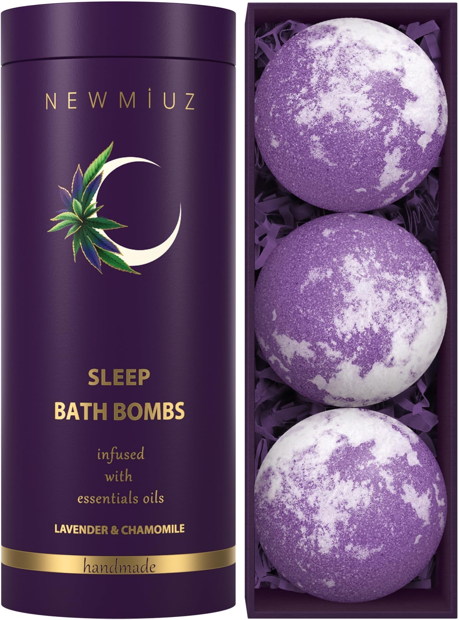 Deep Sleep Well Bath Bombs Lavender Chamomile Essential Oils Calming Relaxing Luxury Natural Bubble Bath Shower Fizzies Spa Gifts Set Mother's Birthday Christmas Women Perfect Stocking Stuffers