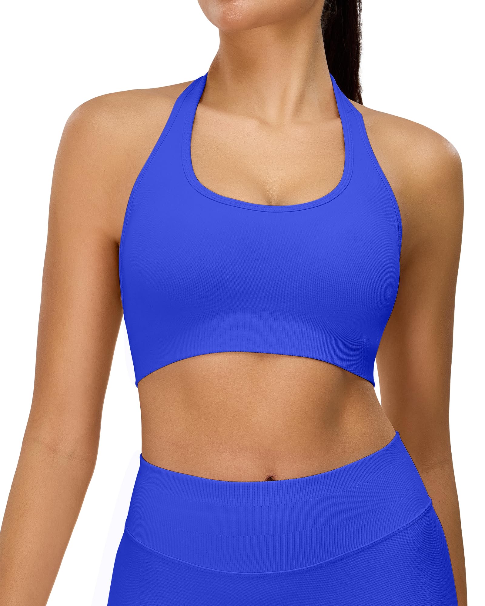 TAYOEA Neckholder BH Damen Starker Halt Push Up Sport Bra Ohne Bügel mit Abnehmbarer Polsterung & Rückenfrei Für Gym Yoga Laufen und Alltag