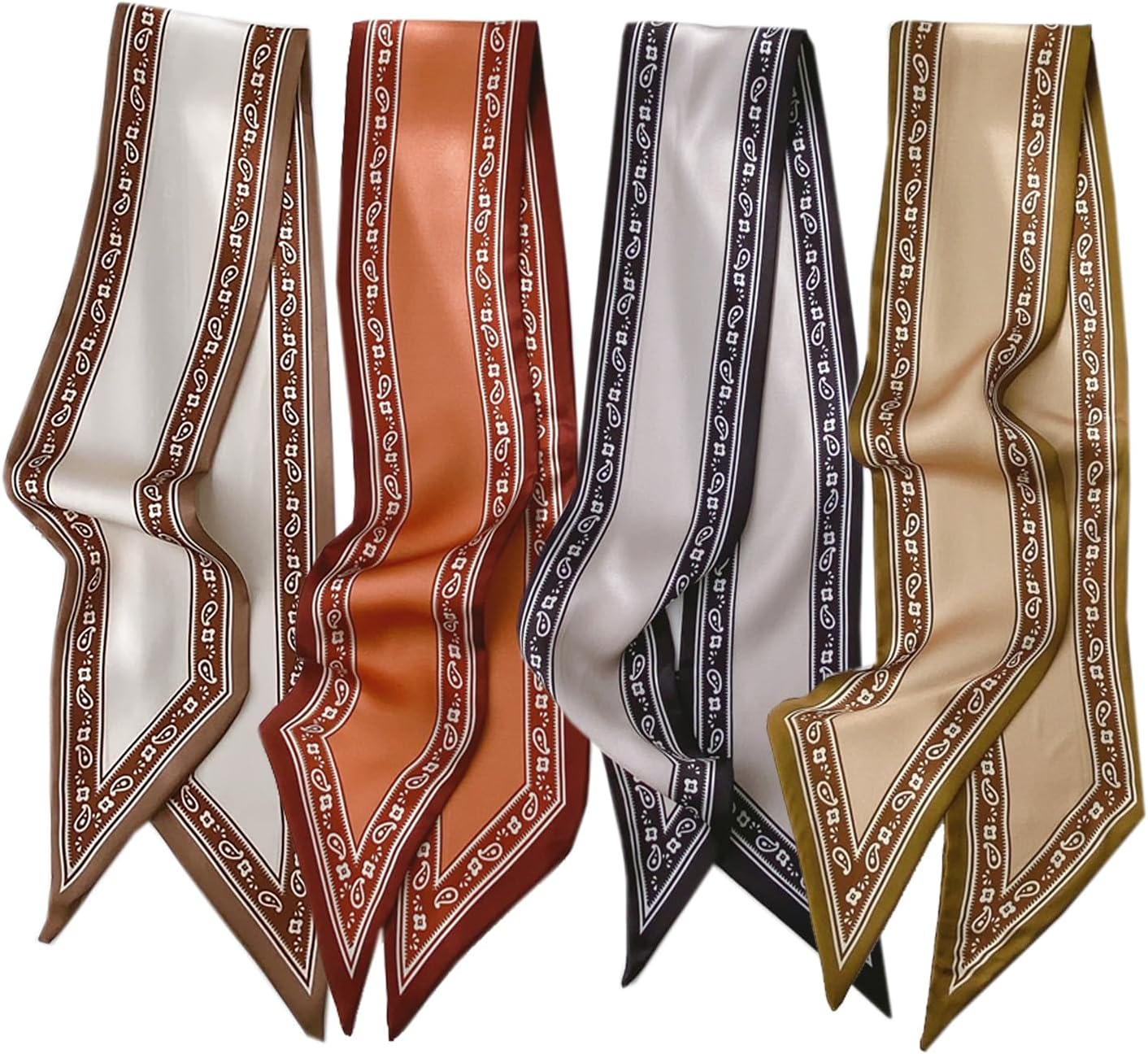 4 Pack Long Floral Skinny Scarf For Women,Headband Hair band Ribbon Handbag Women’s Fashion Scarves 4 Pack Long Floral Skinny Scarf For Women,Headband Hair band Ribbon Handbag Women’s Fashion Scarves