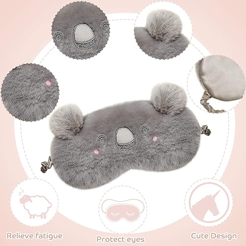 Miniatura 3 de SATINIOR 3 piezas de bonitas máscaras de ojos para dormir, animales de dibujos animados, gato, máscara para dormir, cubierta suave para los ojos