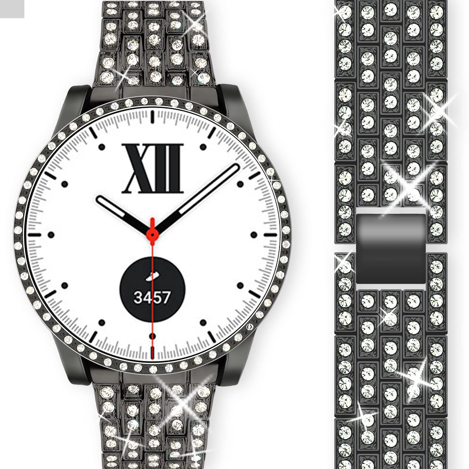 Pencoda Bling Band Compatible for Samsung Galaxy Watch 5/4 40mm 44mm, 20mm Women Bling Replacement Strap&PC Protective Bumper Face Cover for Galaxy Watch 5/4 (Size Optional)