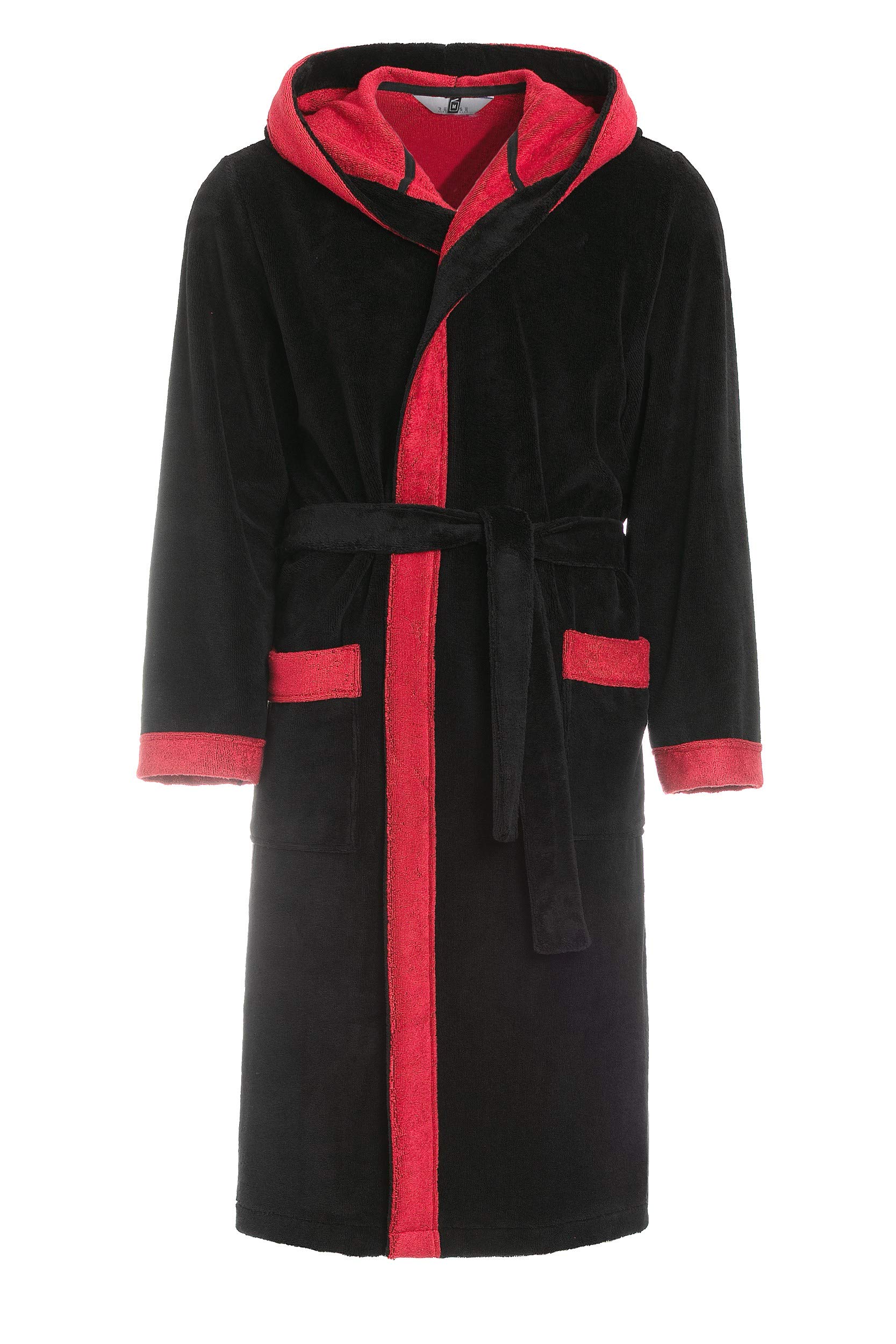 Revise RE-855 Men's bathrobe with bamboo fiber - towel -sauna - pool - Black - red – XL