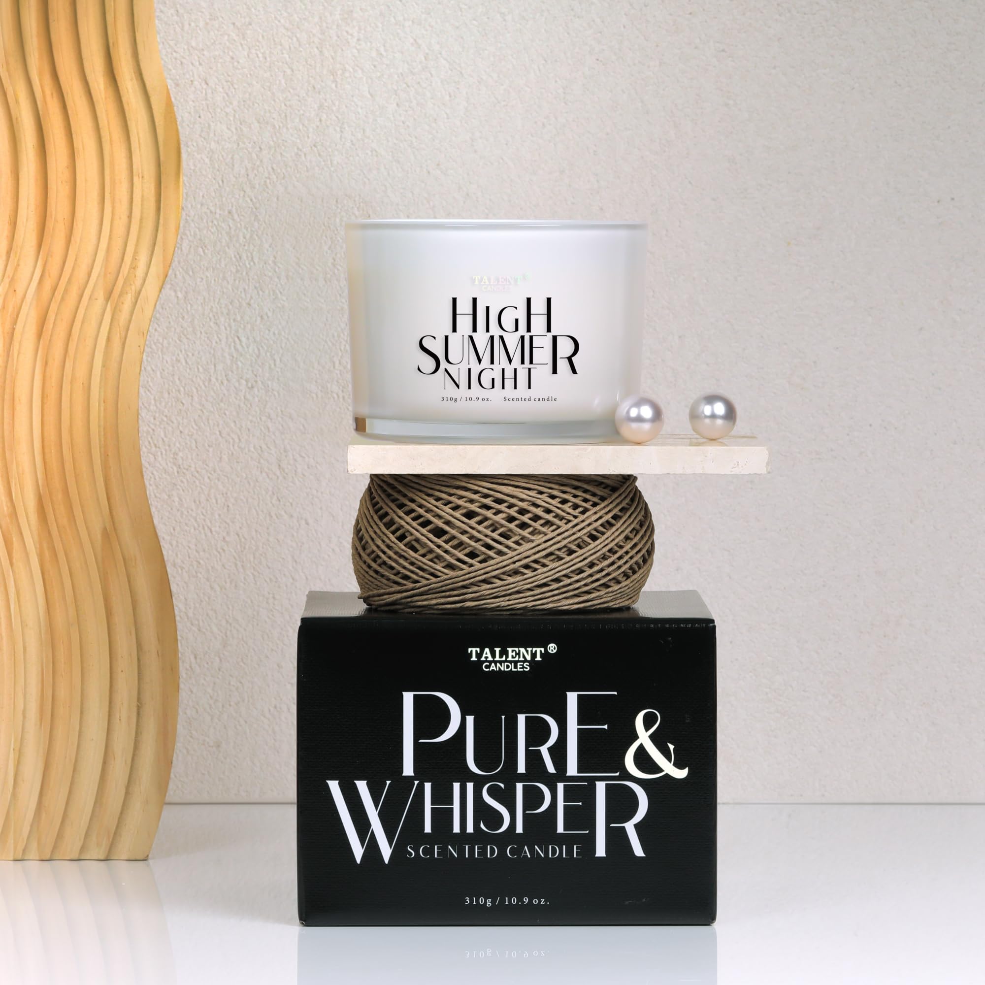 Duftkerze, TALENT Candles, 100% natürliches Sojawachs, 3 Dochte, Duftkerzen als Geschenk für Frauen und Männer, Einweihungskerzen, 10,93 oz Glaskerze, Hochsommernacht